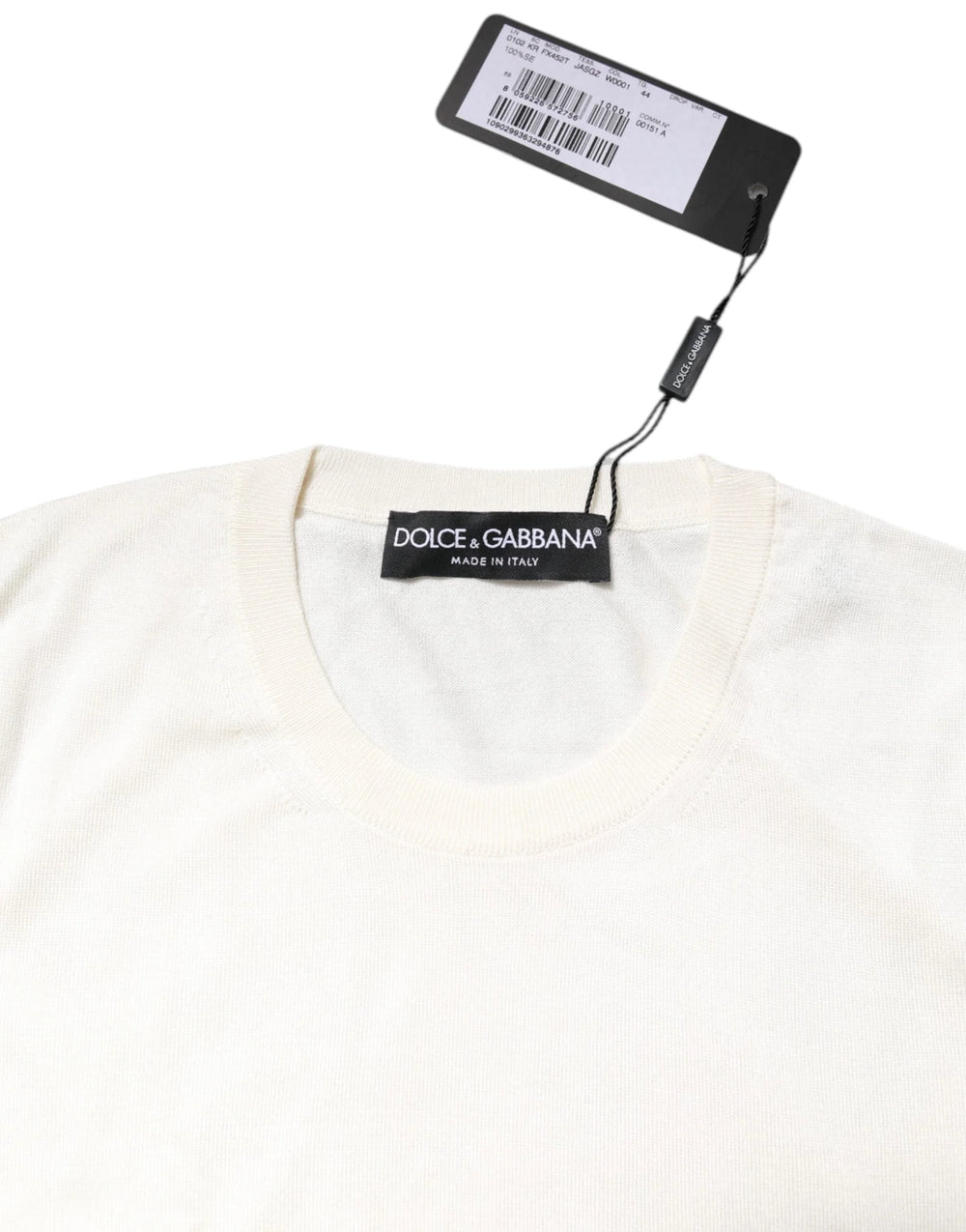 Dolce & Gabbana White Silk Round Neck Sleeveless Tank Top - Tank Tops