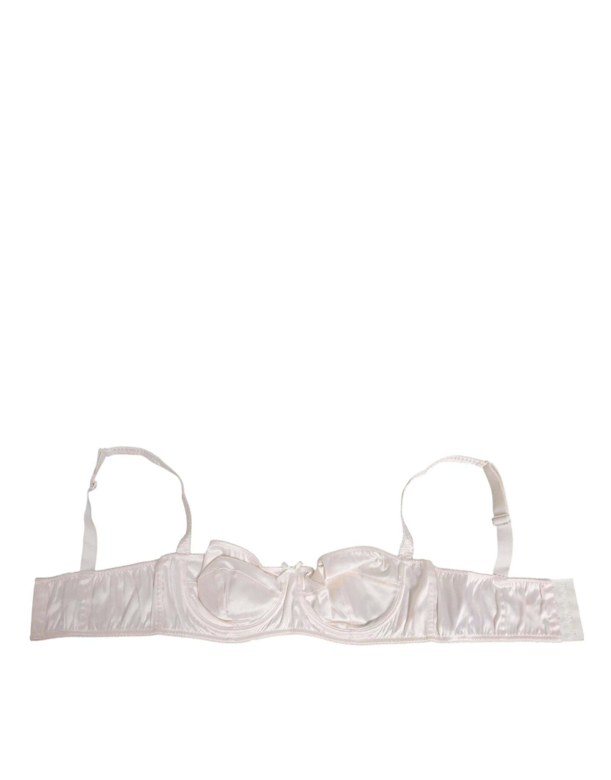Dolce & Gabbana White Silk Satin Balconnet Lingerie Bra Underwear - IT4 | L - Bras