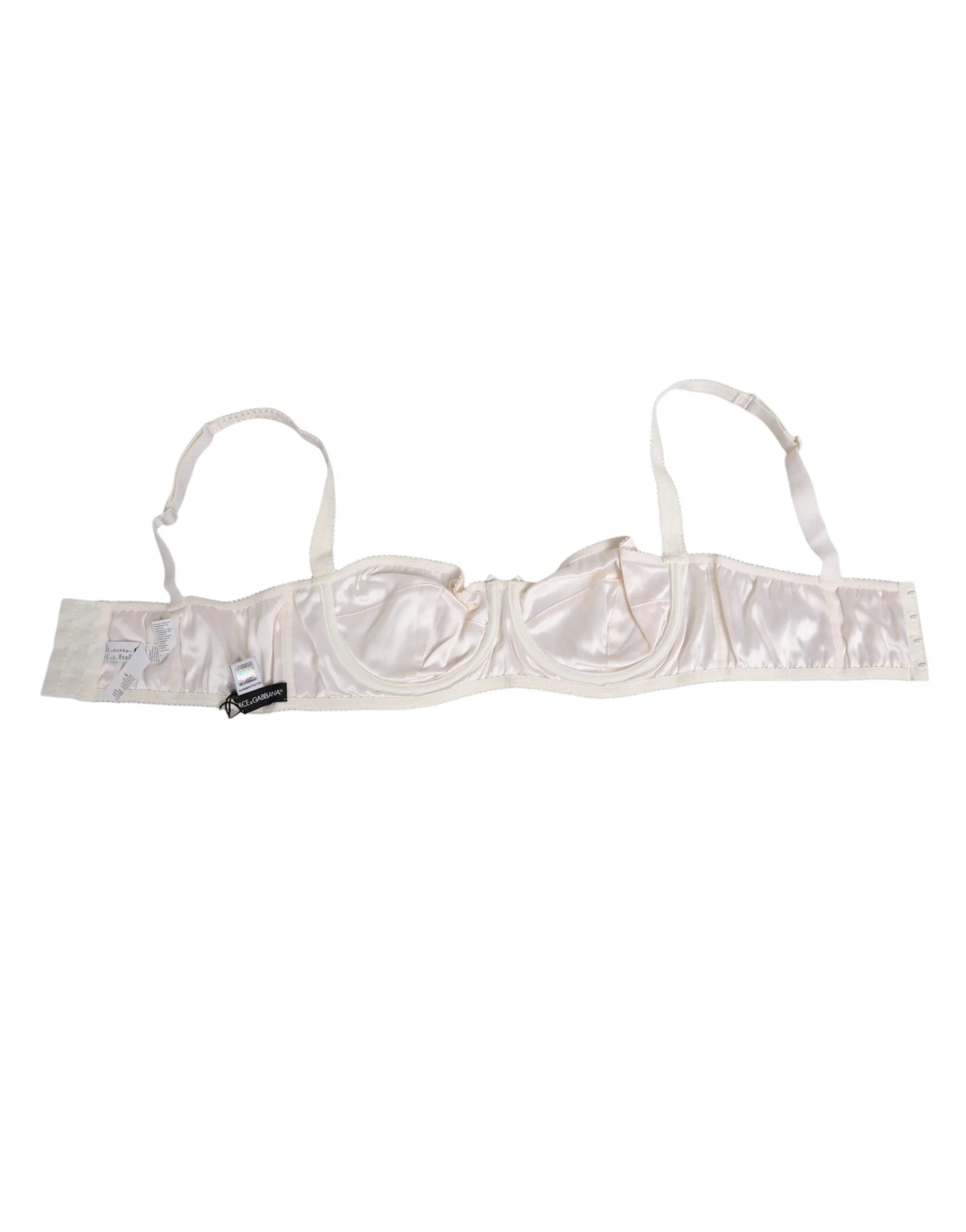 Dolce & Gabbana White Silk Satin Balconnet Lingerie Bra Underwear - IT4 | L - Bras