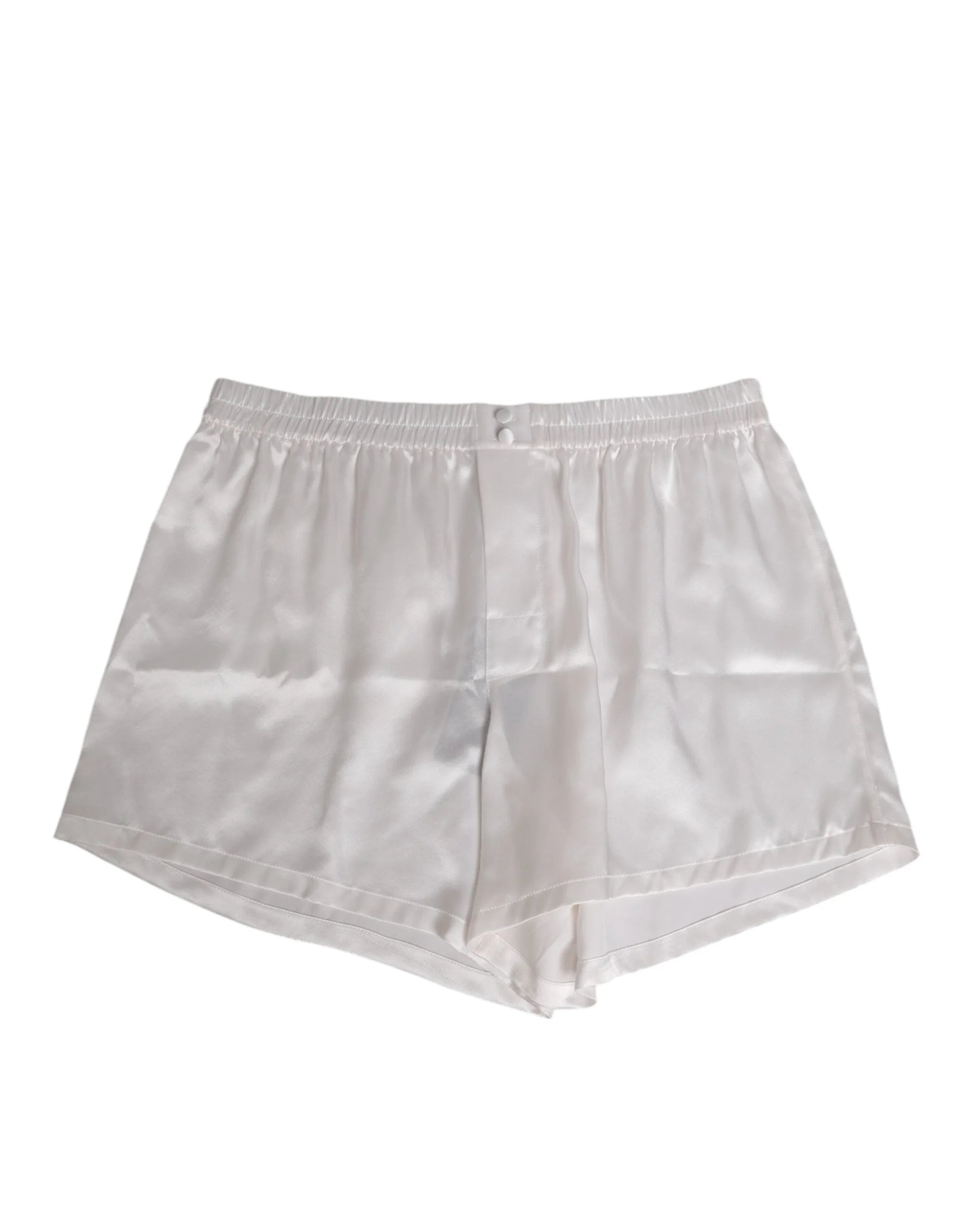 Dolce & Gabbana White Silk Satin Elastic Men Boxer Short Swimwear - IT4 | S - Swim Boxers