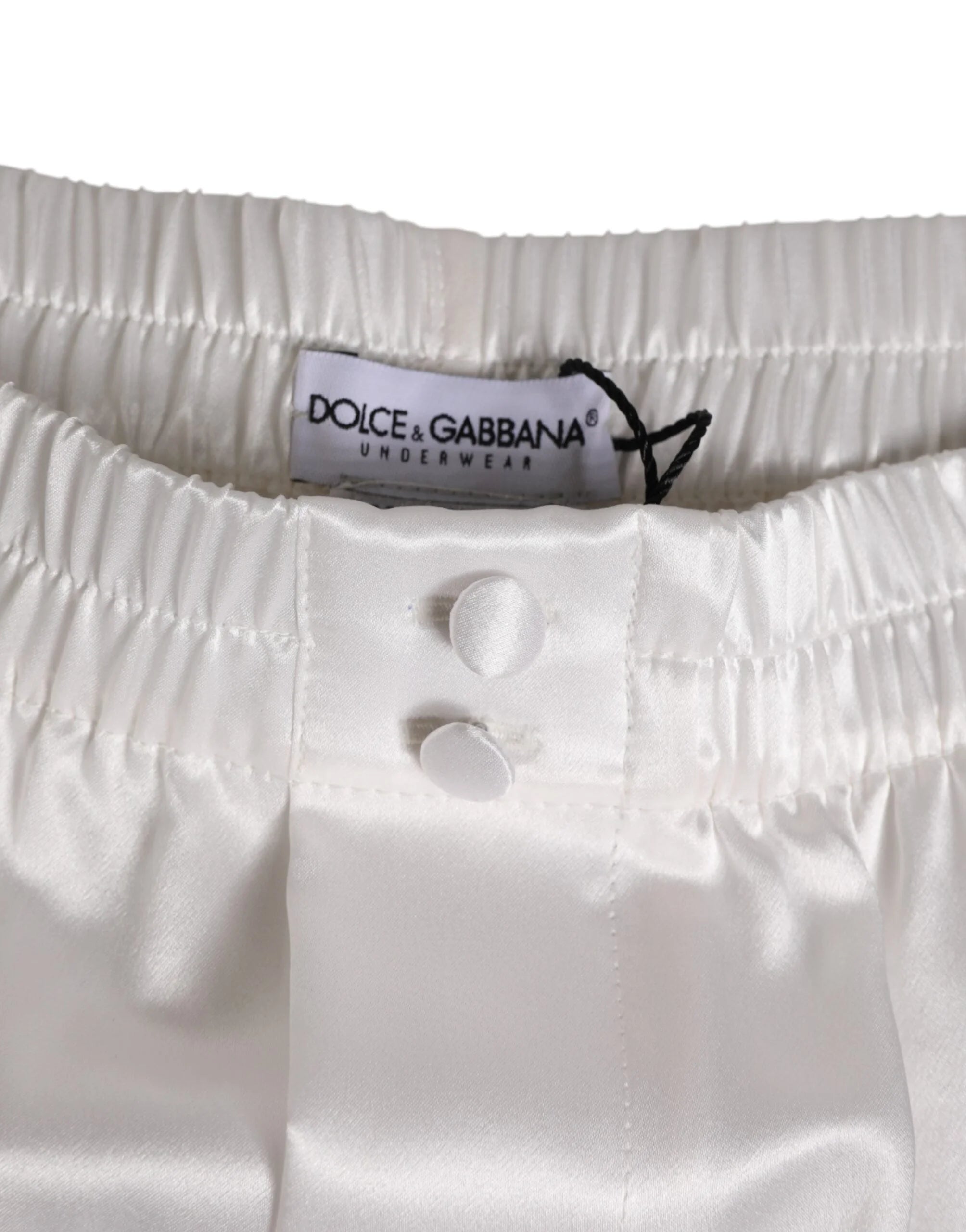 Dolce & Gabbana White Silk Satin Elastic Men Boxer Short Swimwear - IT4 | S - Swim Boxers
