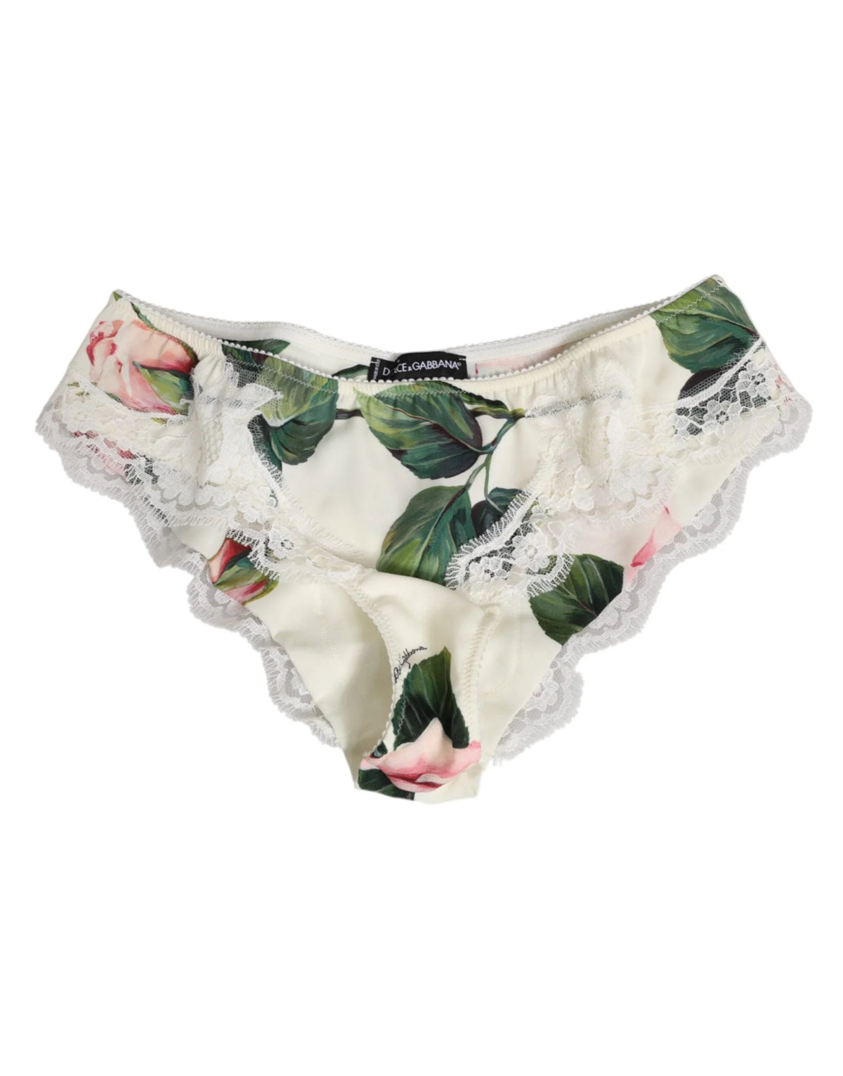 Dolce & Gabbana White Silk Satin Floral Lace Trim Slip Underwear - IT3 | M - Briefs