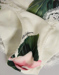 Dolce & Gabbana White Silk Satin Floral Lace Trim Slip Underwear - IT3 | M