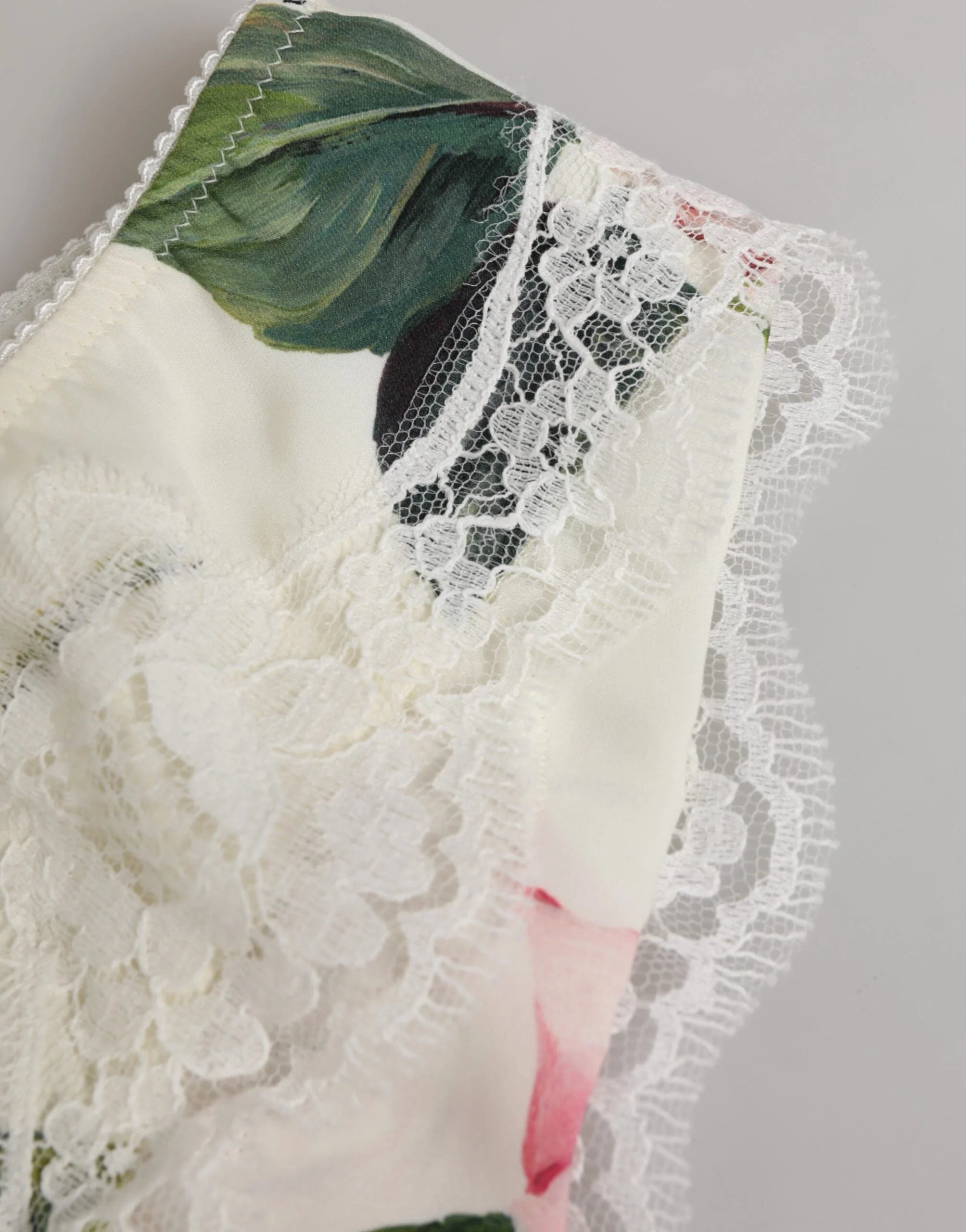 Dolce & Gabbana White Silk Satin Floral Lace Trim Slip Underwear - IT3 | M