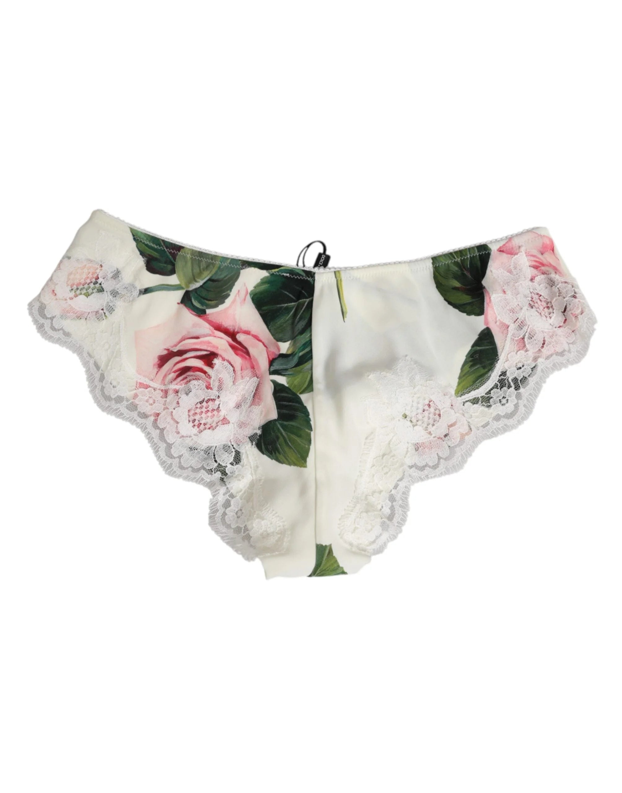 Dolce & Gabbana White Silk Satin Floral Lace Trim Slip Underwear - IT3 | M