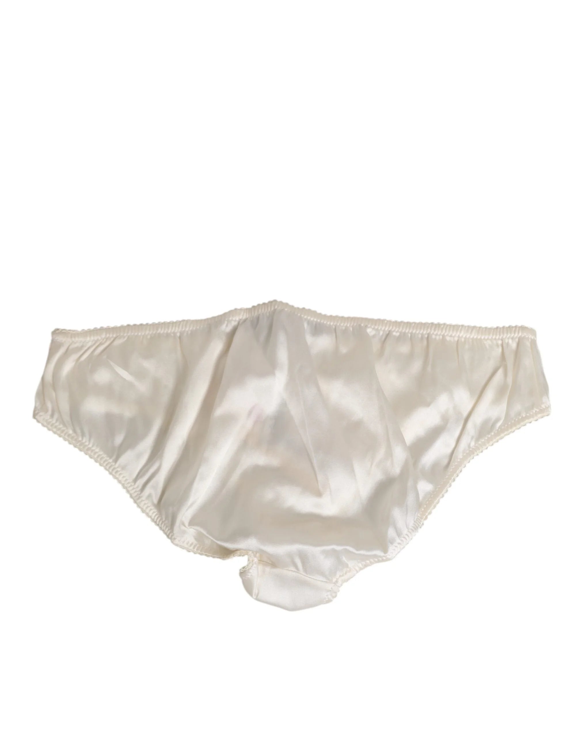 Dolce & Gabbana White Silk Satin Lingerie Panty Underwear - IT2 | S - Briefs