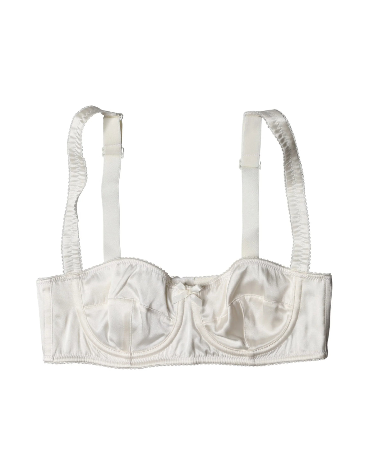 Dolce & Gabbana White Silk Satin Underwire Bra Semi Pad Underwear - IT2 | S
