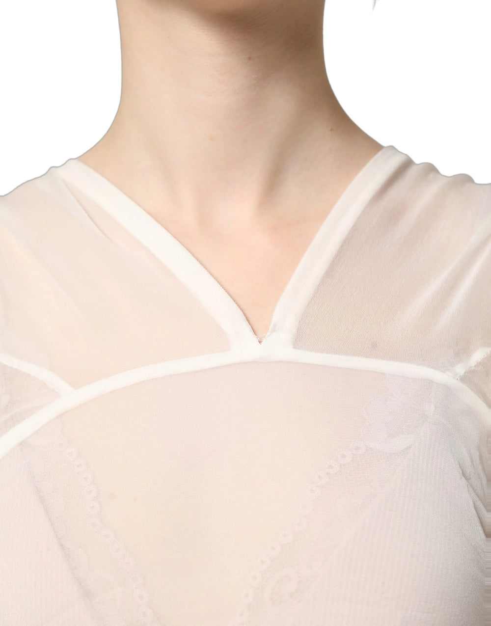 Dolce & Gabbana White Silk Sheer Draped Long Gown Dress - IT38 | XS