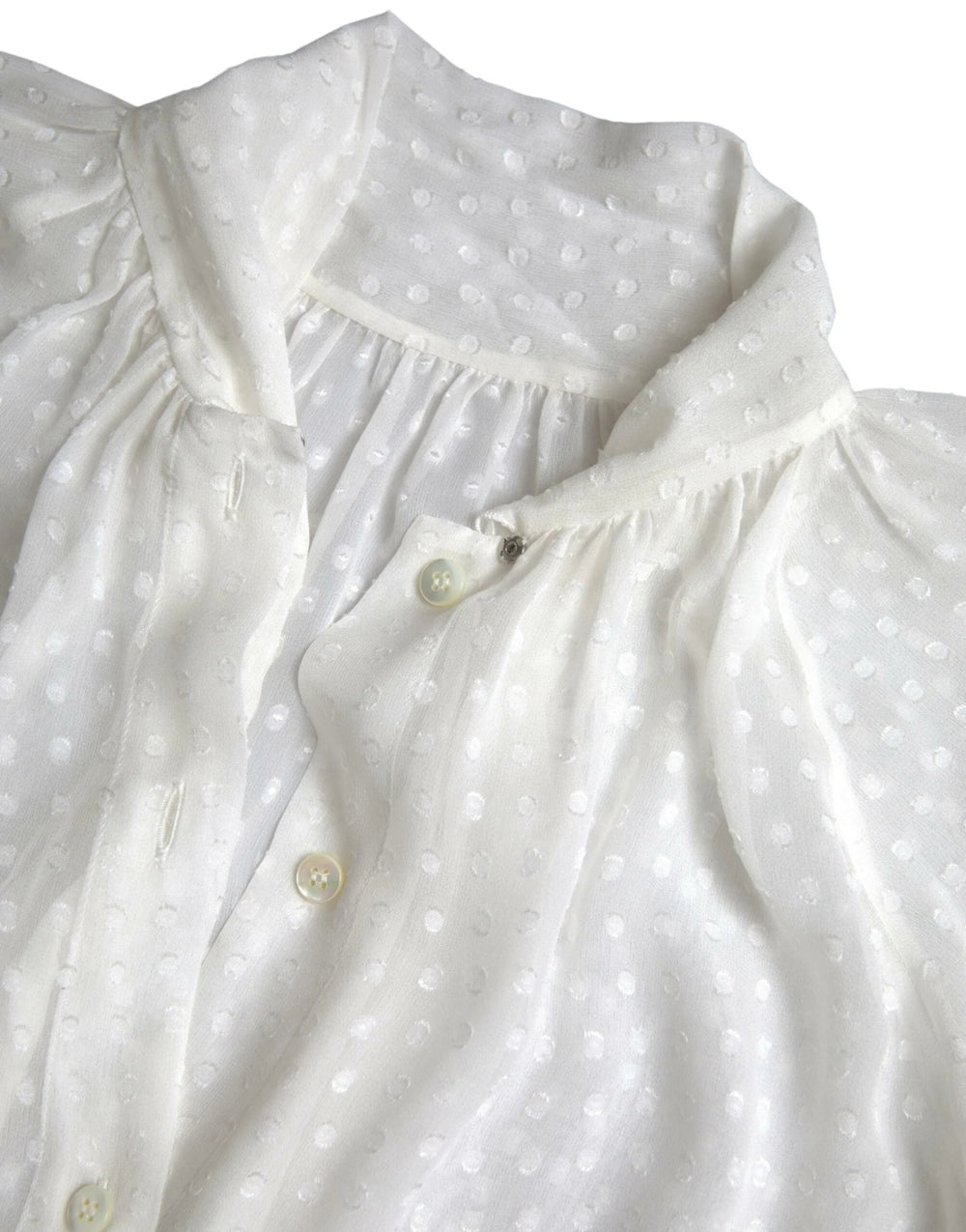 Dolce & Gabbana White Silk Sheer Tied Neck Polka Dots Blouse - IT42|M - Blouses