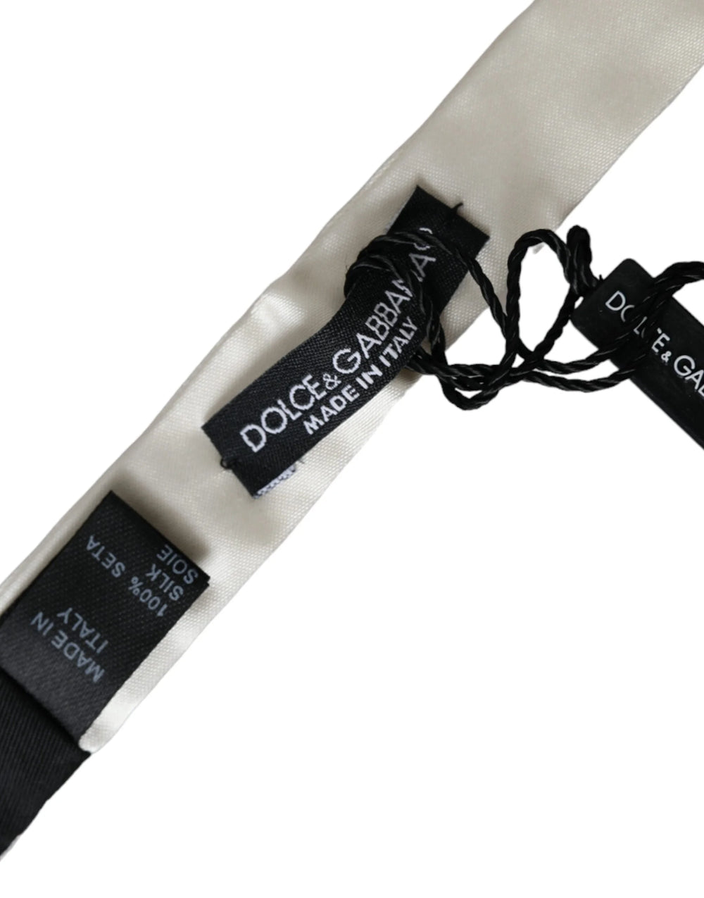 Dolce & Gabbana White Silk Slim Skinny Necktie Men Bow Tie - Neckties