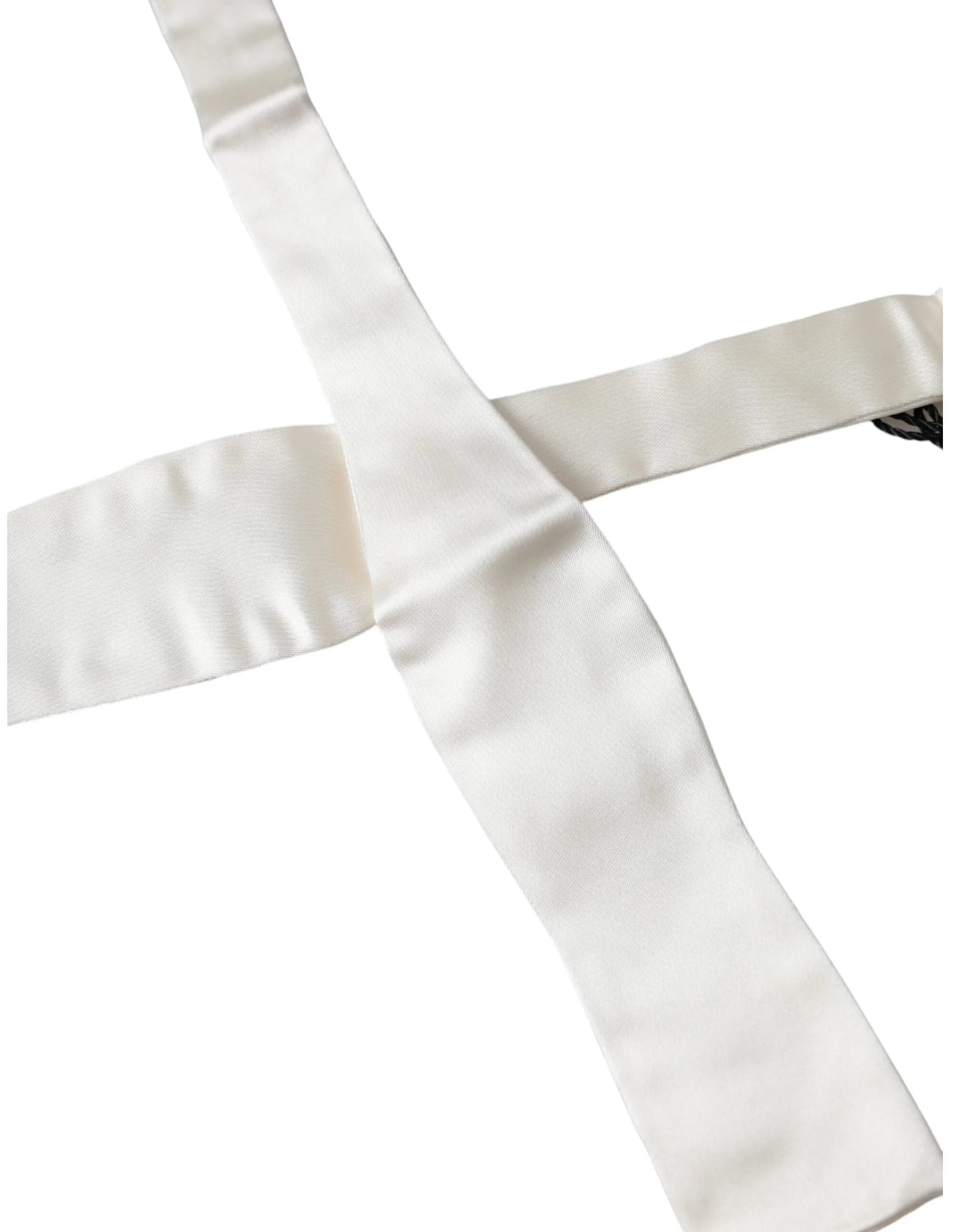 Dolce & Gabbana White Silk Slim Skinny Necktie Men Bow Tie - Neckties