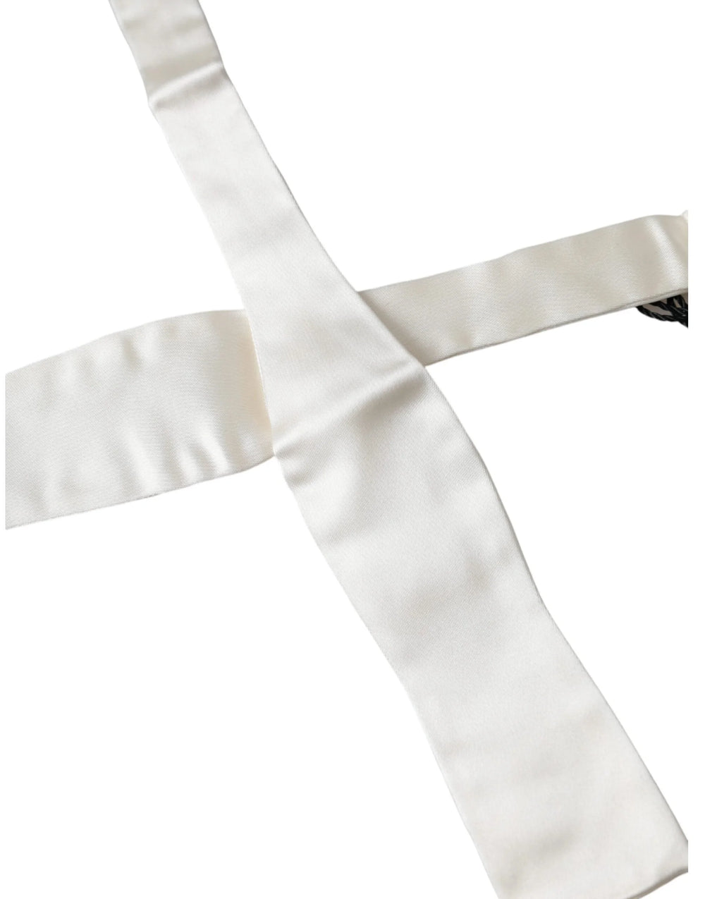 Dolce & Gabbana White Silk Slim Skinny Necktie Men Bow Tie - Neckties