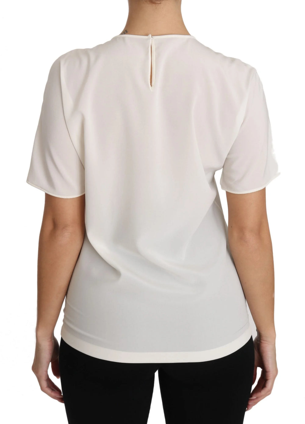 Dolce & Gabbana White Silk Stretch #dgfamily T-shirt - T-Shirts
