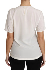 Dolce & Gabbana White Silk Stretch #dgfamily T-shirt - T-Shirts