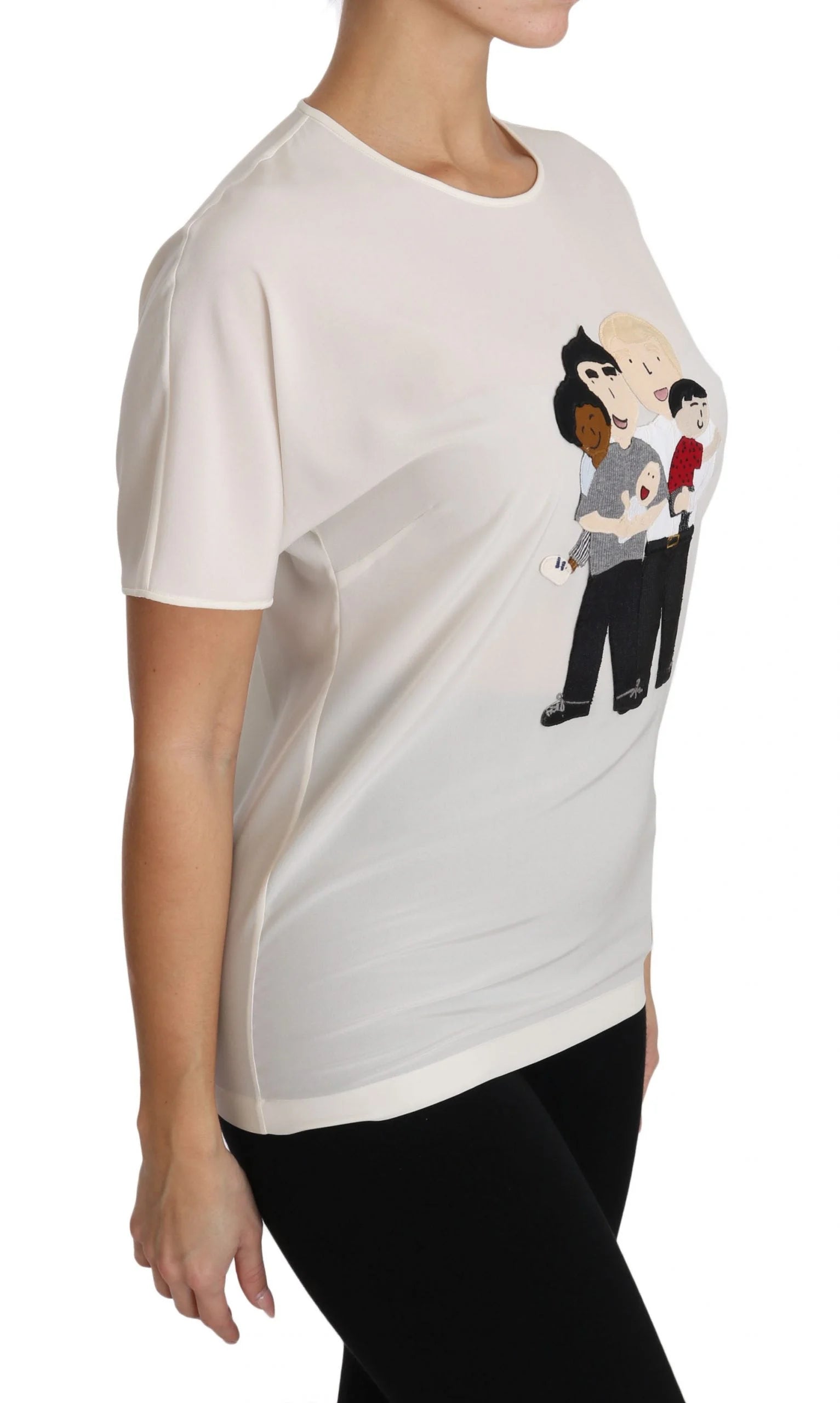 Dolce & Gabbana White Silk Stretch #dgfamily T-shirt - T-Shirts