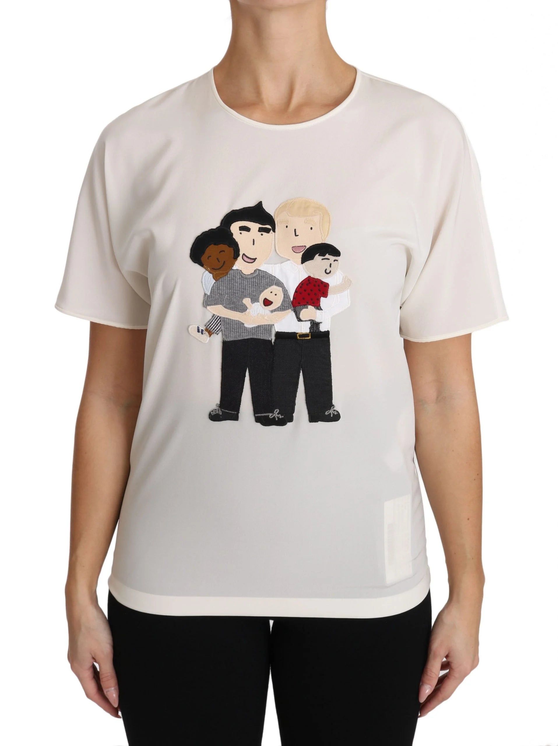 Dolce & Gabbana White Silk Stretch #dgfamily T-shirt - T-Shirts