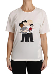 Dolce & Gabbana White Silk Stretch #dgfamily T-shirt - T-Shirts