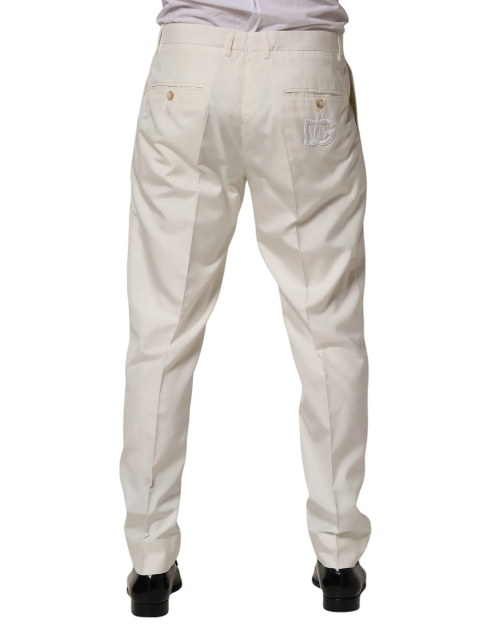 Dolce & Gabbana White Silk Tapered Dress Men Trouser Pants - IT52 | XL