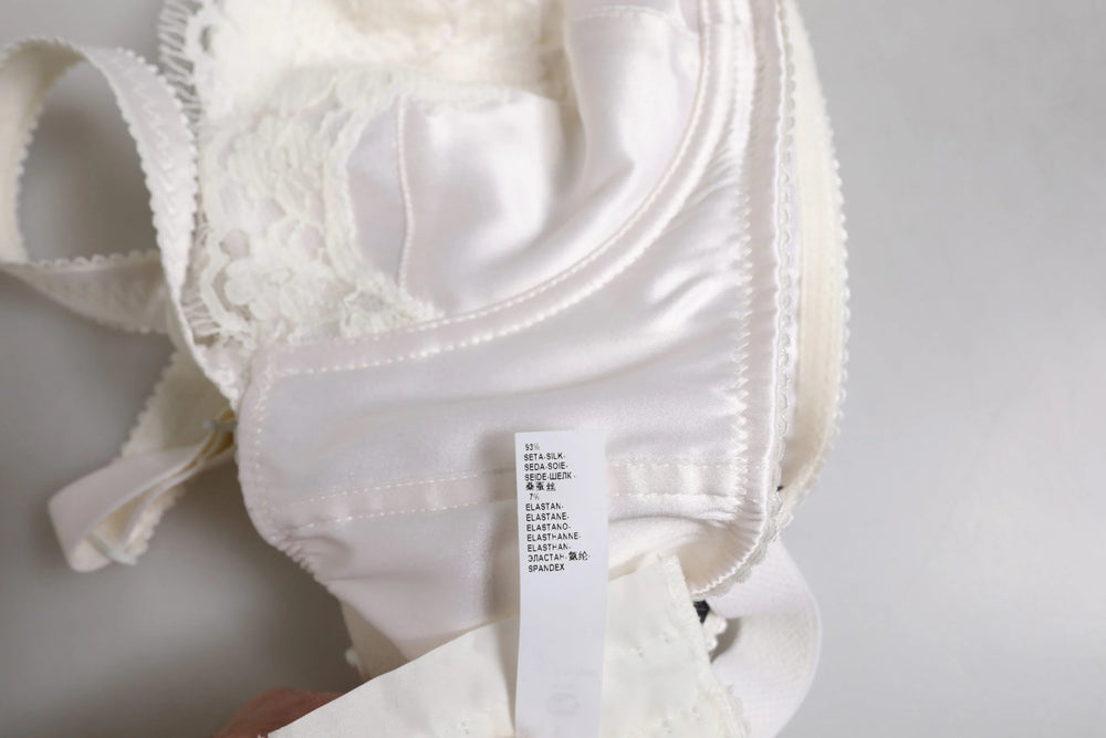 Dolce & Gabbana White Silk Underwired Balconette Bra Underwear - Bras
