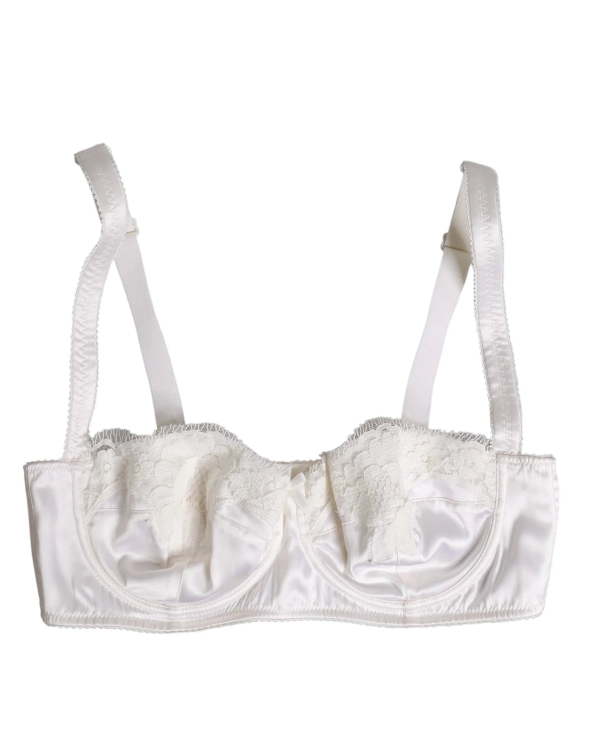 Dolce & Gabbana White Silk Underwired Balconette Bra Underwear - Bras