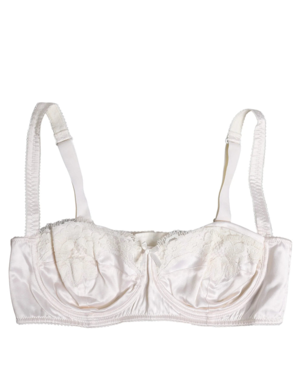 Dolce & Gabbana White Silk Underwired Balconette Bra Underwear - IT4 | L - Bras