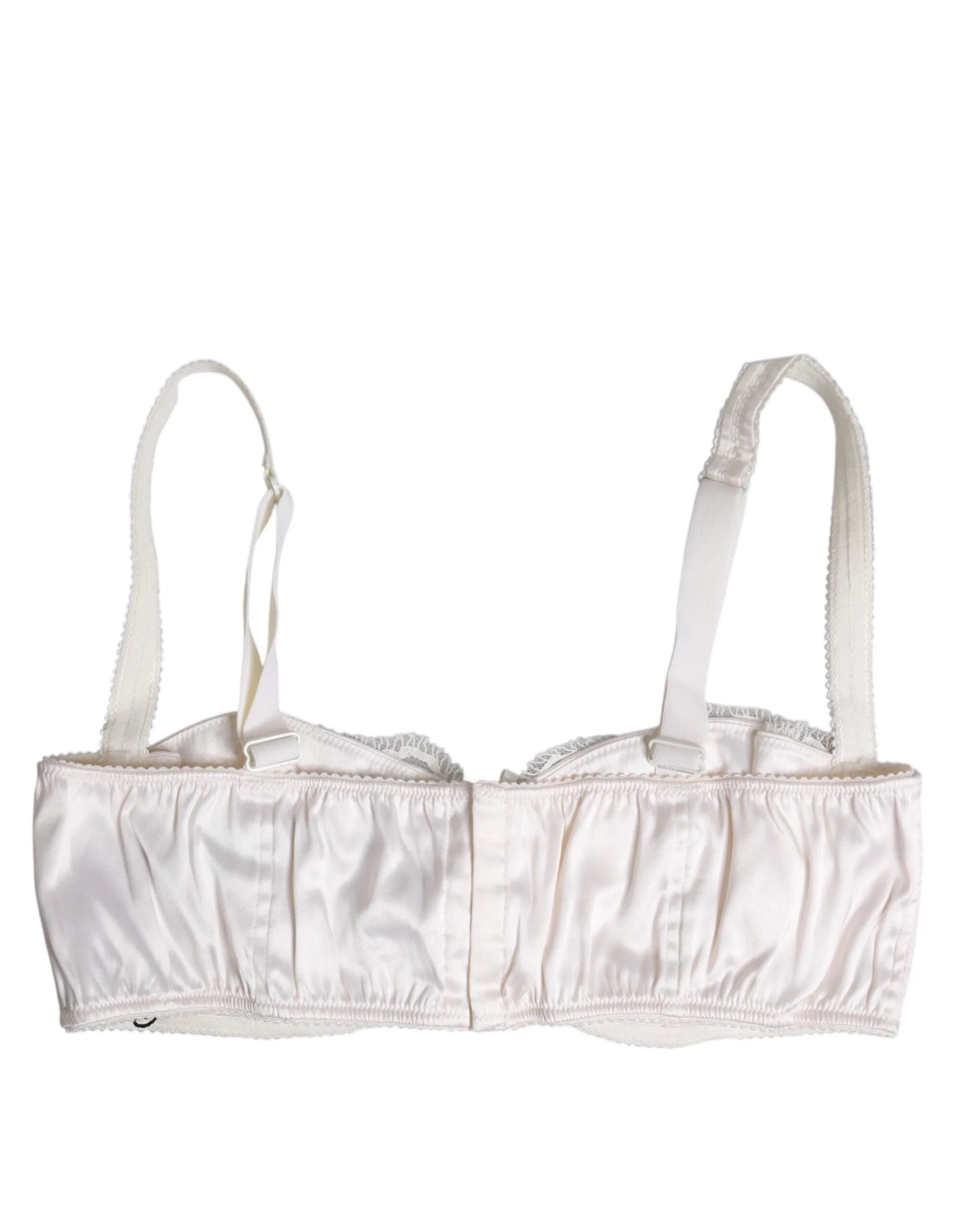 Dolce & Gabbana White Silk Underwired Balconette Bra Underwear - IT4 | L - Bras