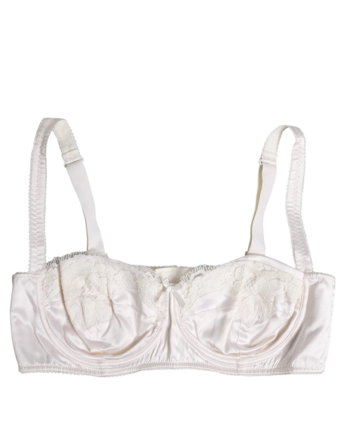 Dolce & Gabbana White Silk Underwired Balconette Bra Underwear - IT4 | L - Bras