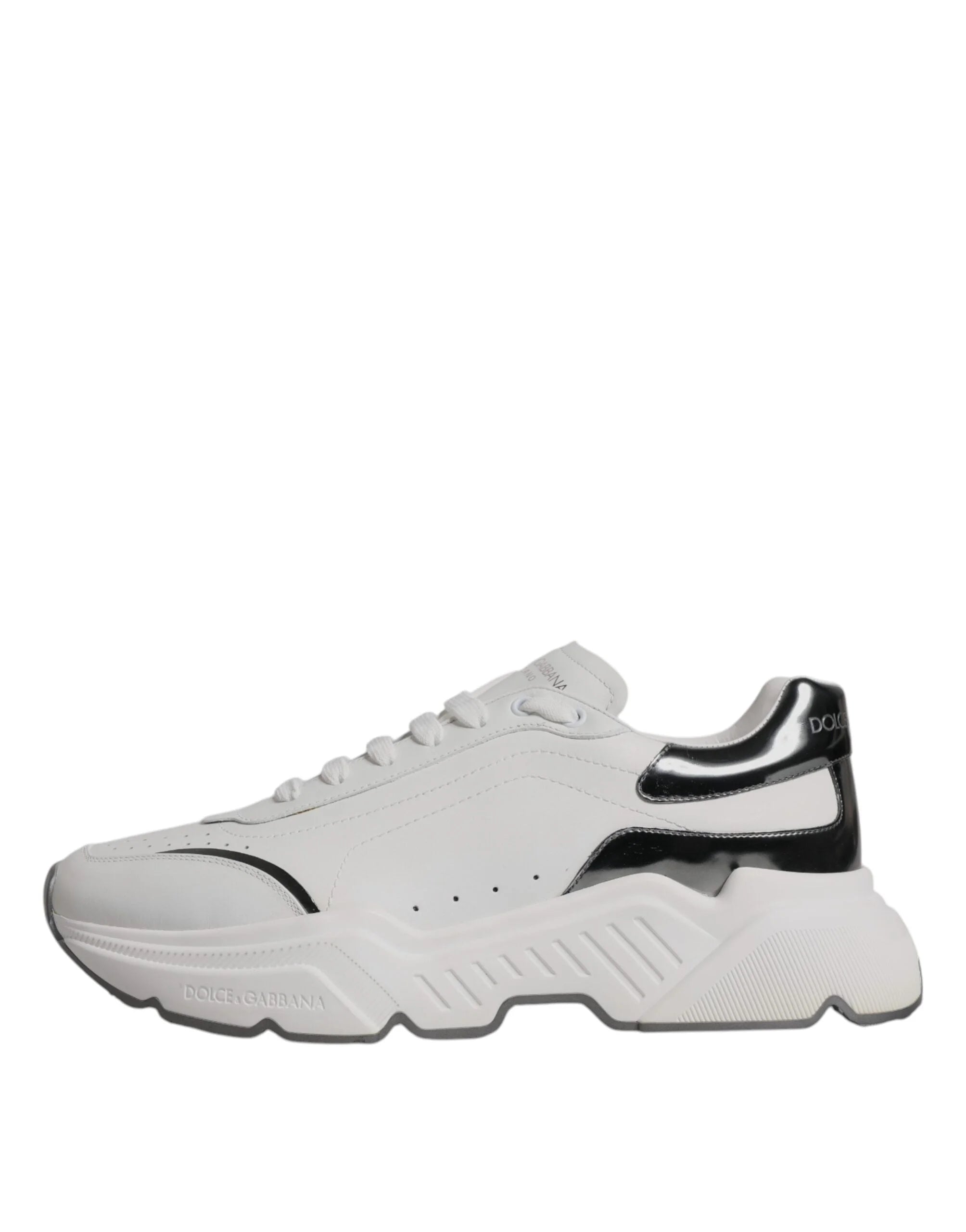Dolce & Gabbana White Silver DAYMASTER Leather Sneakers Shoes - EU43/US10 - Sneakers