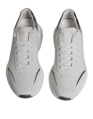 Dolce & Gabbana White Silver DAYMASTER Leather Sneakers Shoes - EU43/US10 - Sneakers