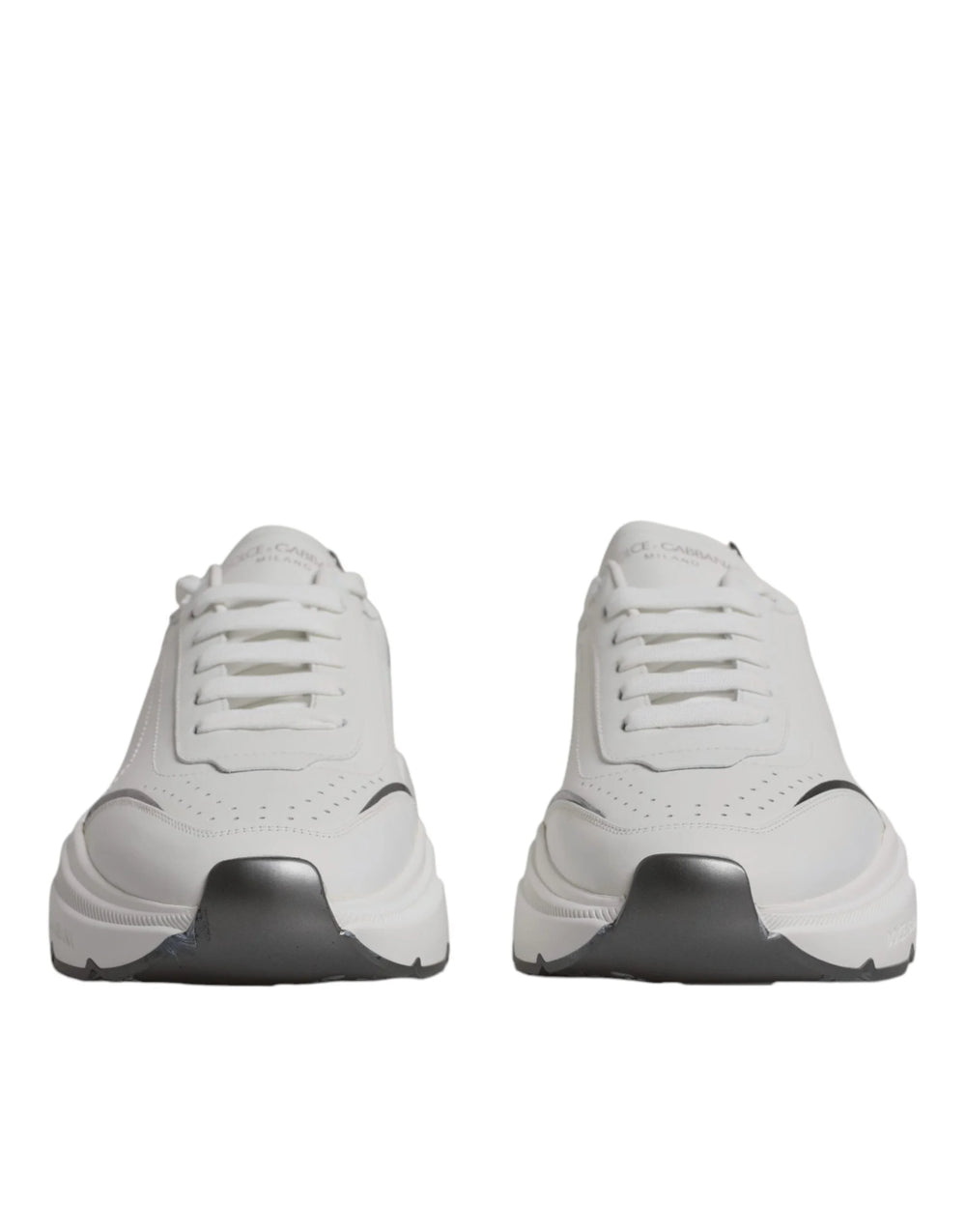 Dolce & Gabbana White Silver DAYMASTER Leather Sneakers Shoes - EU43/US10 - Sneakers