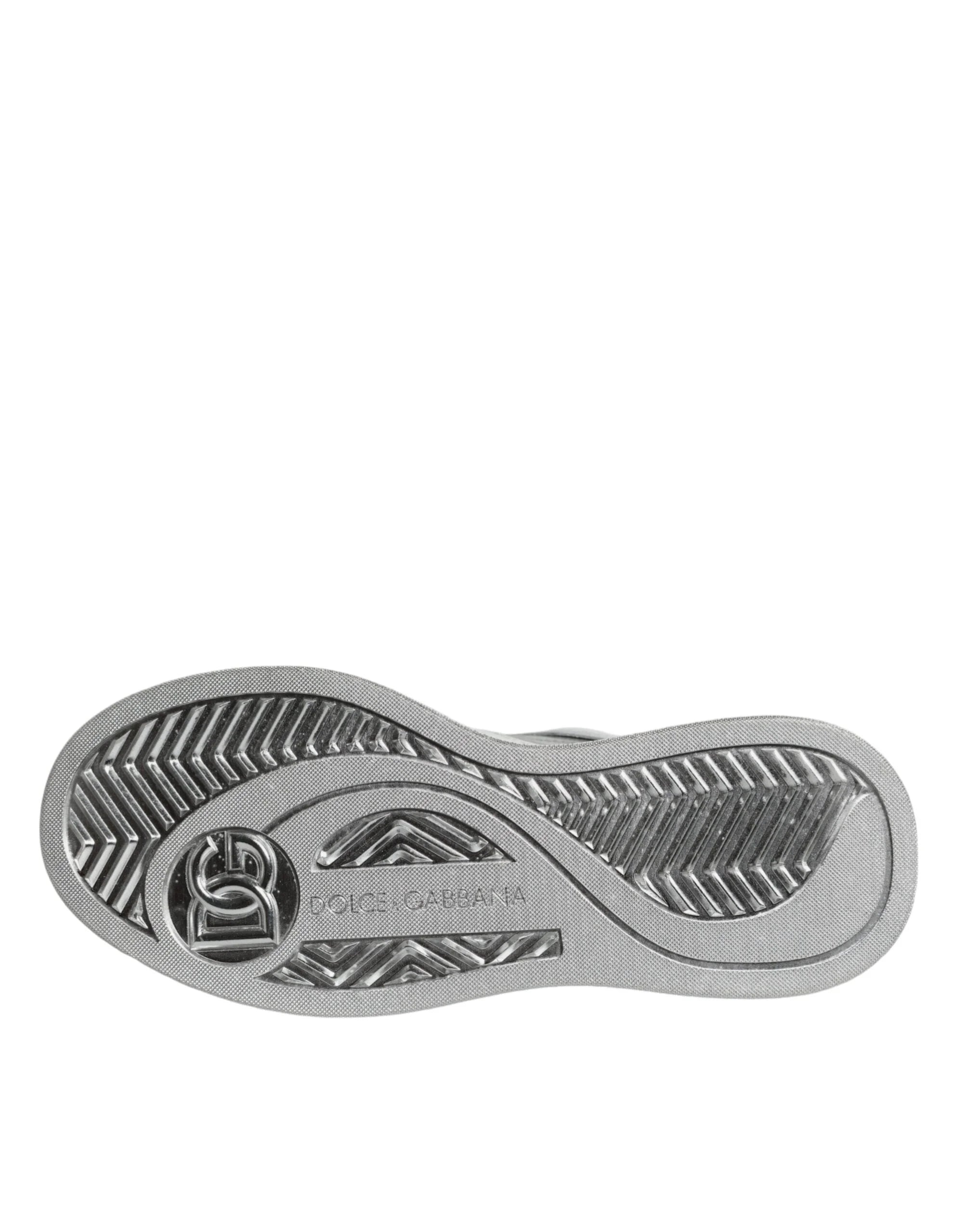 Dolce & Gabbana White Silver Leather Low Top Sneakers Shoes - EU39/US8.5 - Sneakers