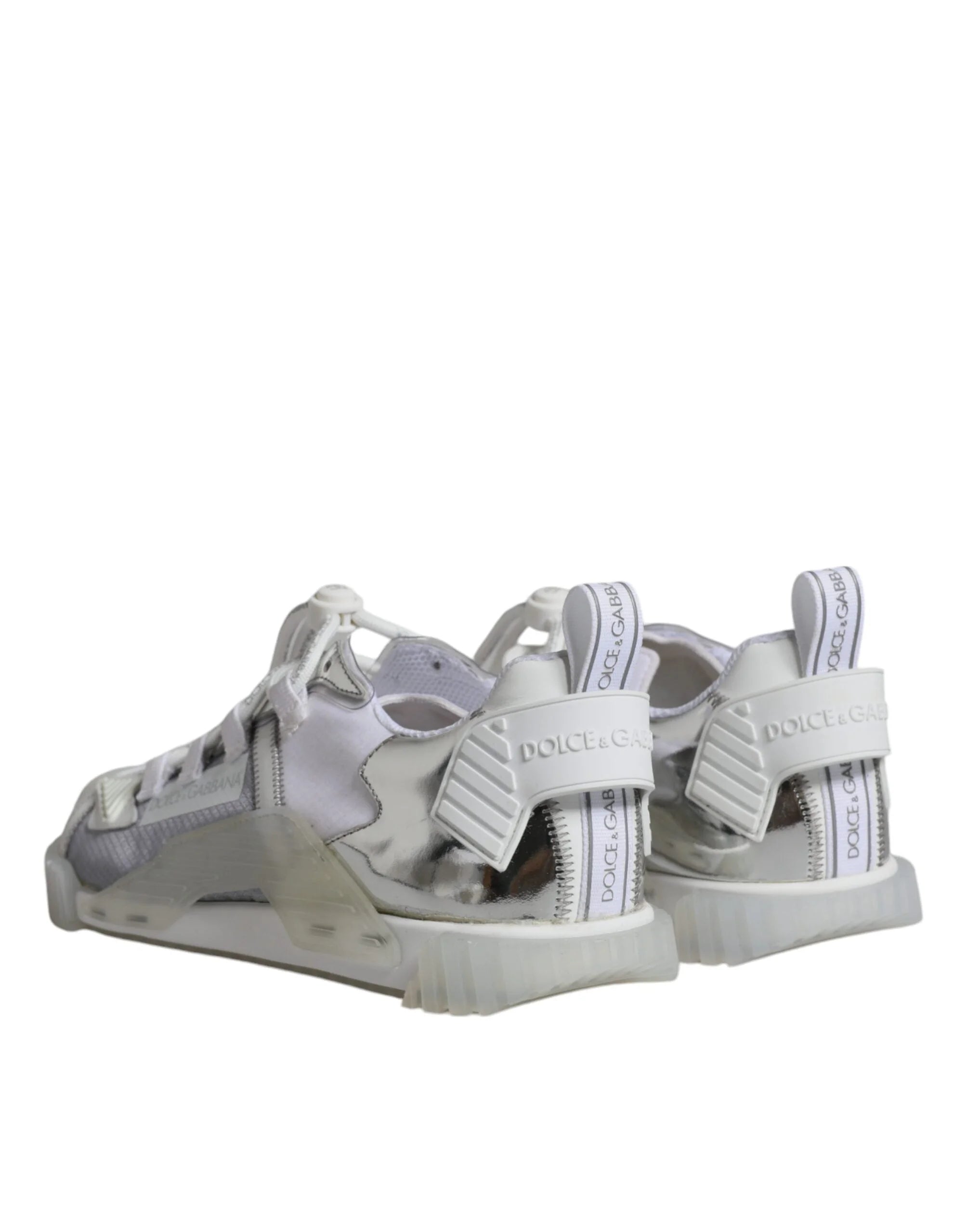 Dolce & Gabbana White Silver Low Top NS1 Sneakers Shoes - Sneakers