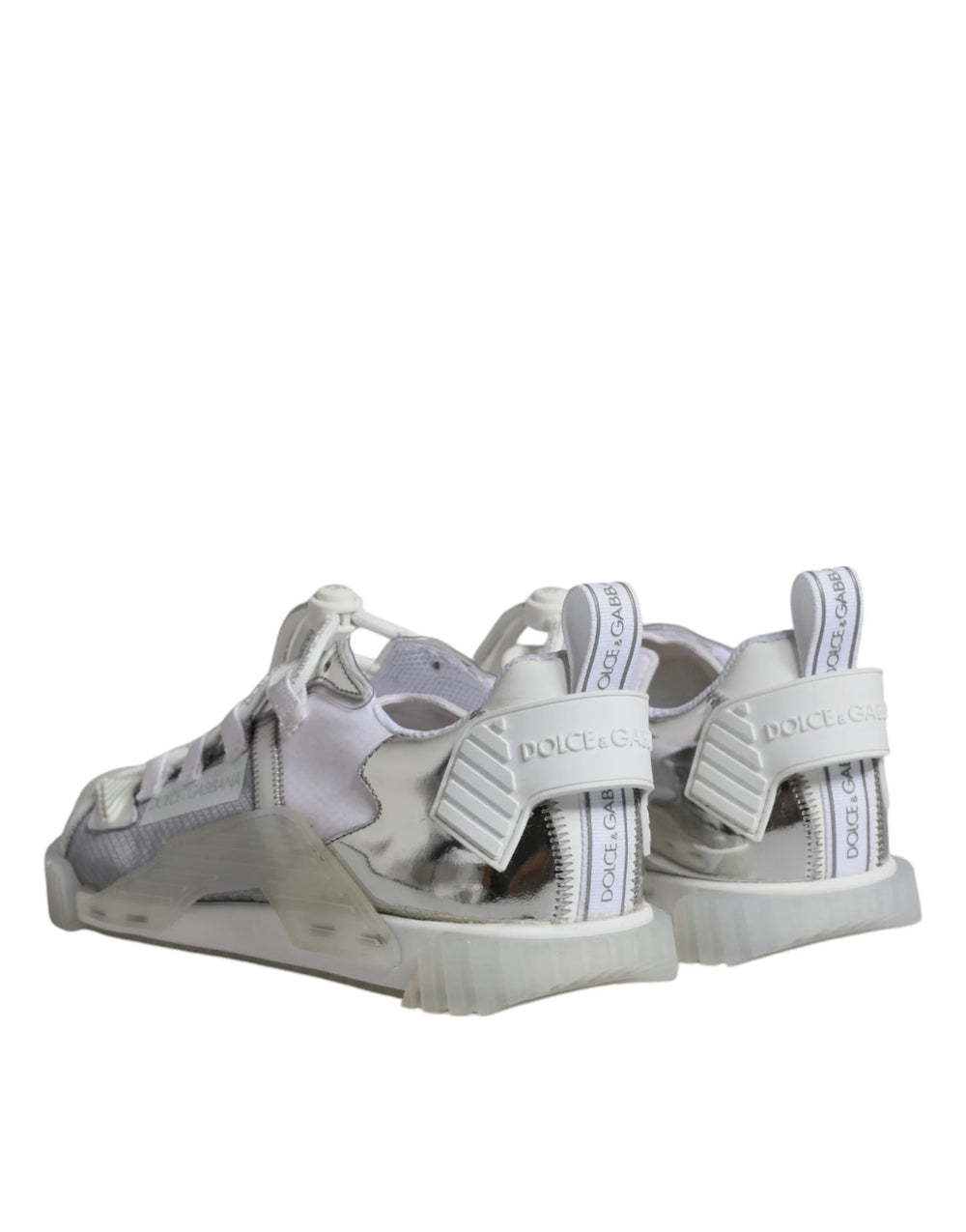 Dolce & Gabbana White Silver Low Top NS1 Sneakers Shoes - EU44/US11