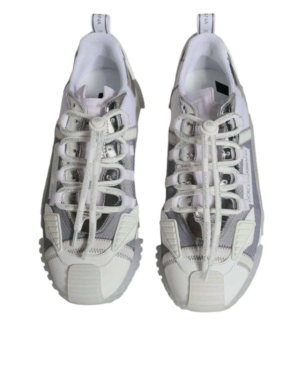 Dolce & Gabbana White Silver Low Top NS1 Sneakers Shoes - EU44/US11