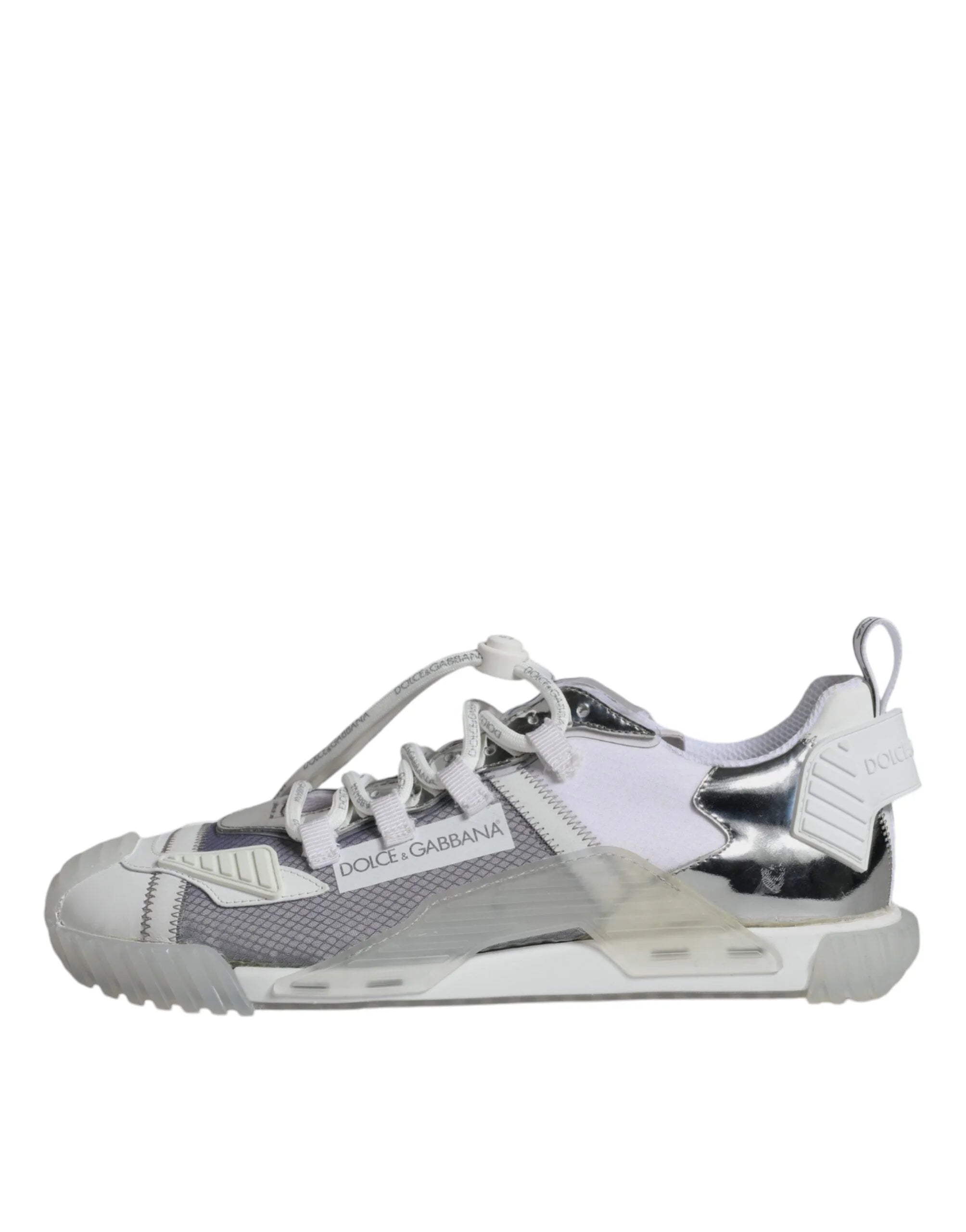 Dolce & Gabbana White Silver Low Top NS1 Sneakers Shoes - EU44/US11