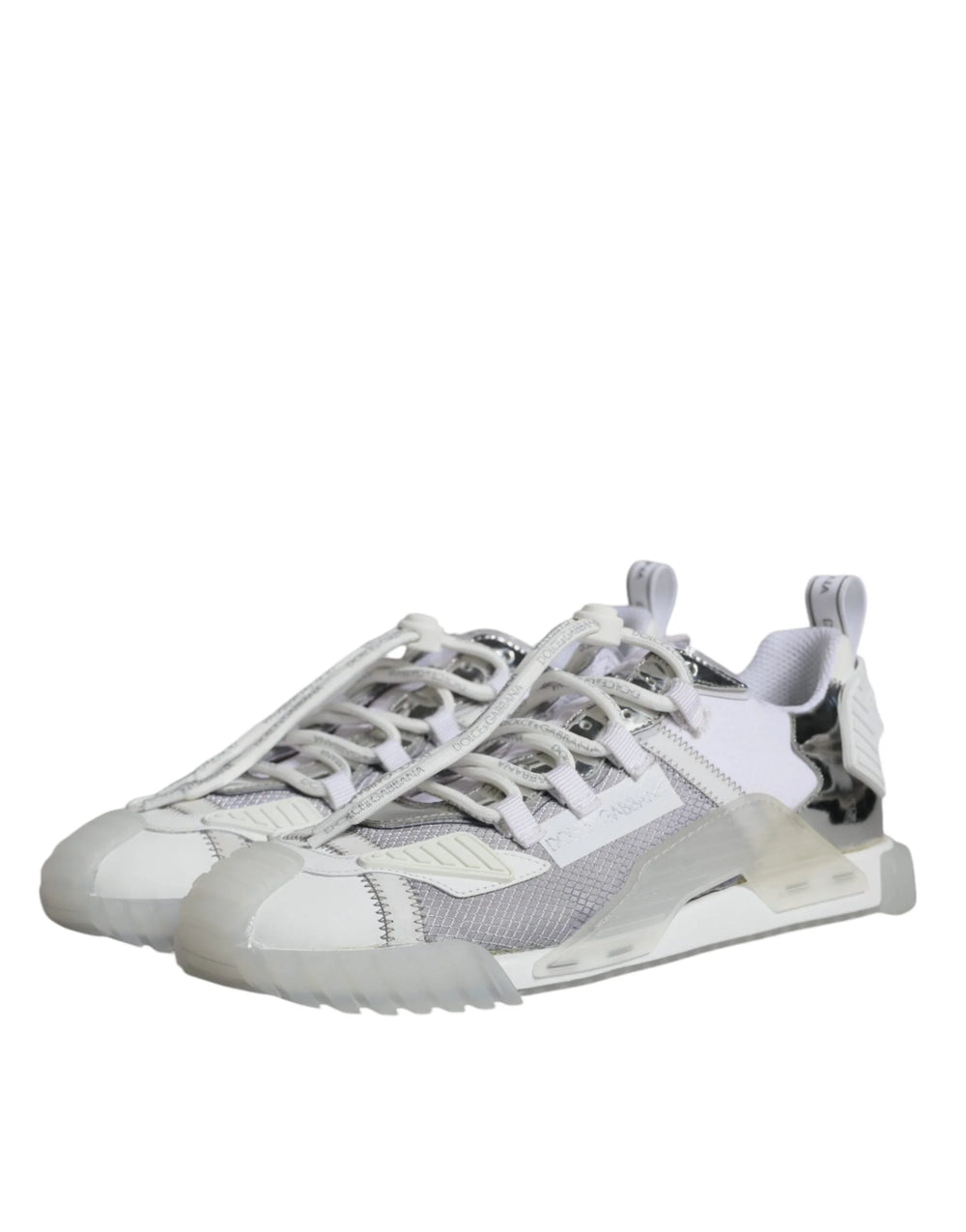 Dolce & Gabbana White Silver Low Top NS1 Sneakers Shoes - EU44/US11