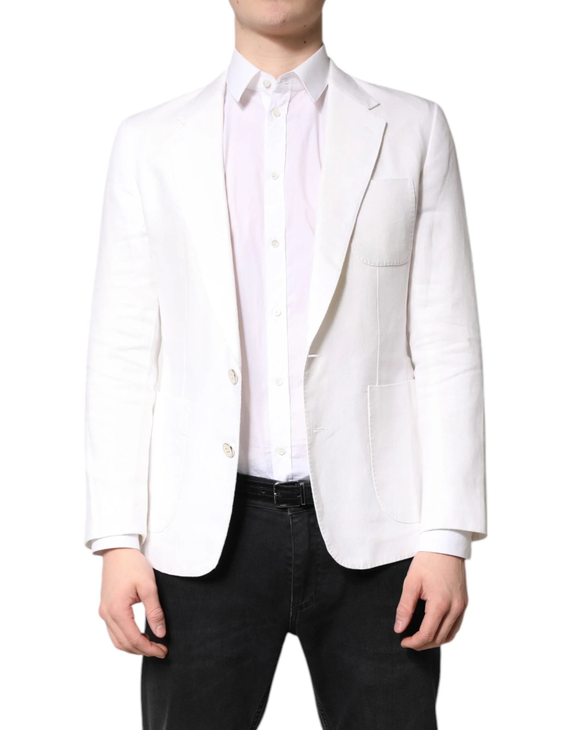 Dolce & Gabbana White Single Breasted Men Coat Blazer Suit - IT48 | M - Sport Jackets