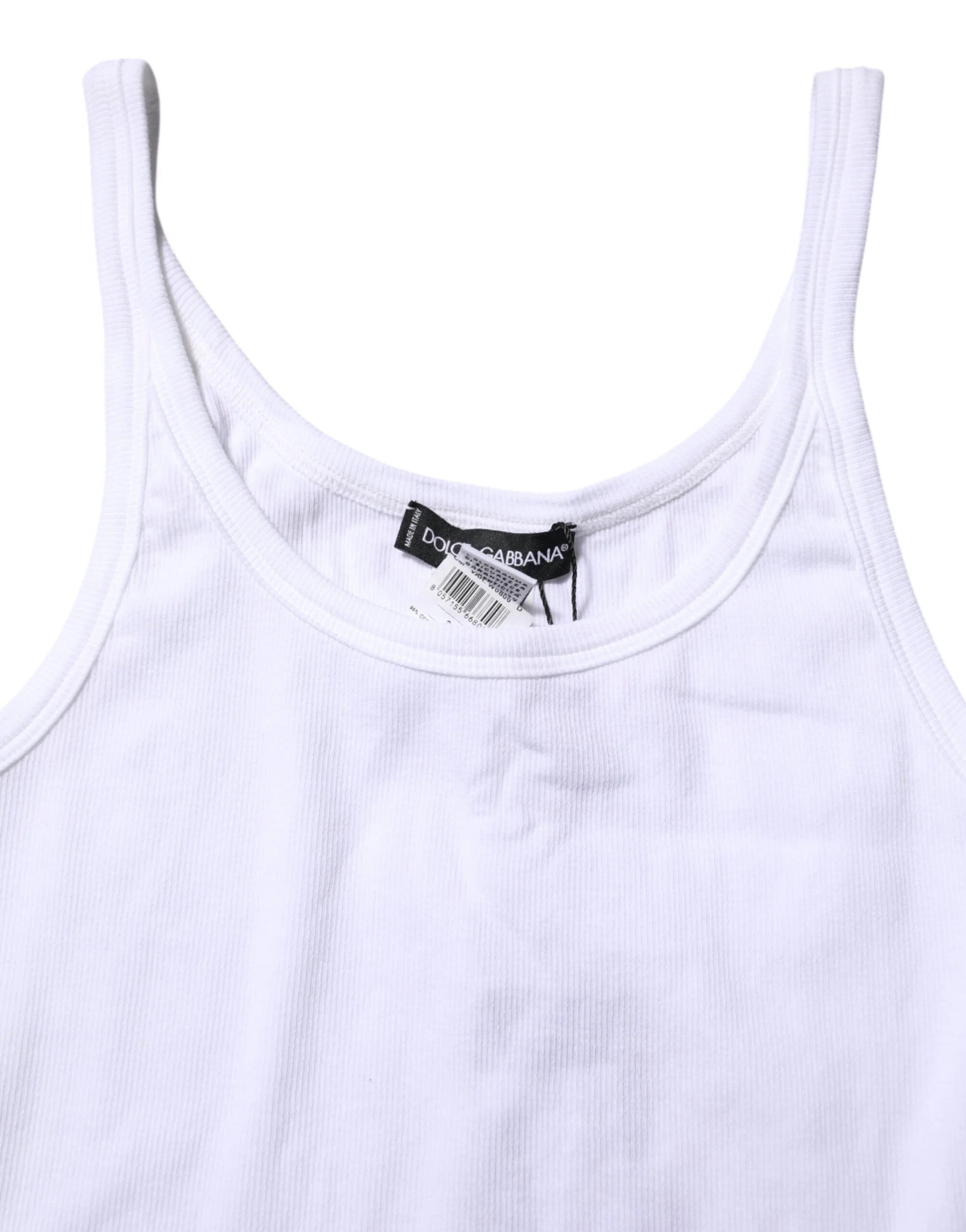 Dolce & Gabbana White Sleeveless Round Neck Men Tank T-shirt - IT2 | XXS - Tank Tops