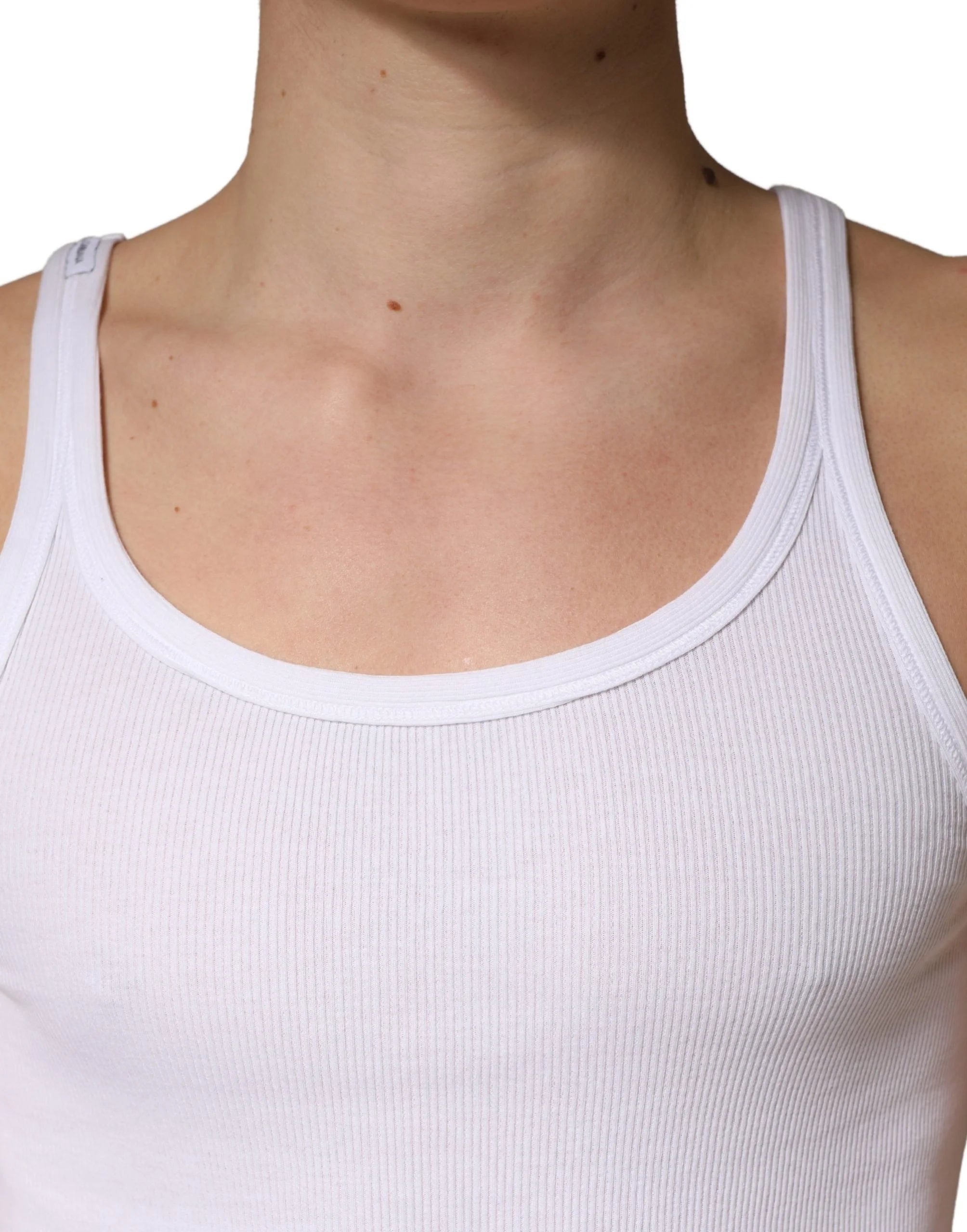 Dolce & Gabbana White Sleeveless Round Neck Tank Top T-shirt - IT50 | L