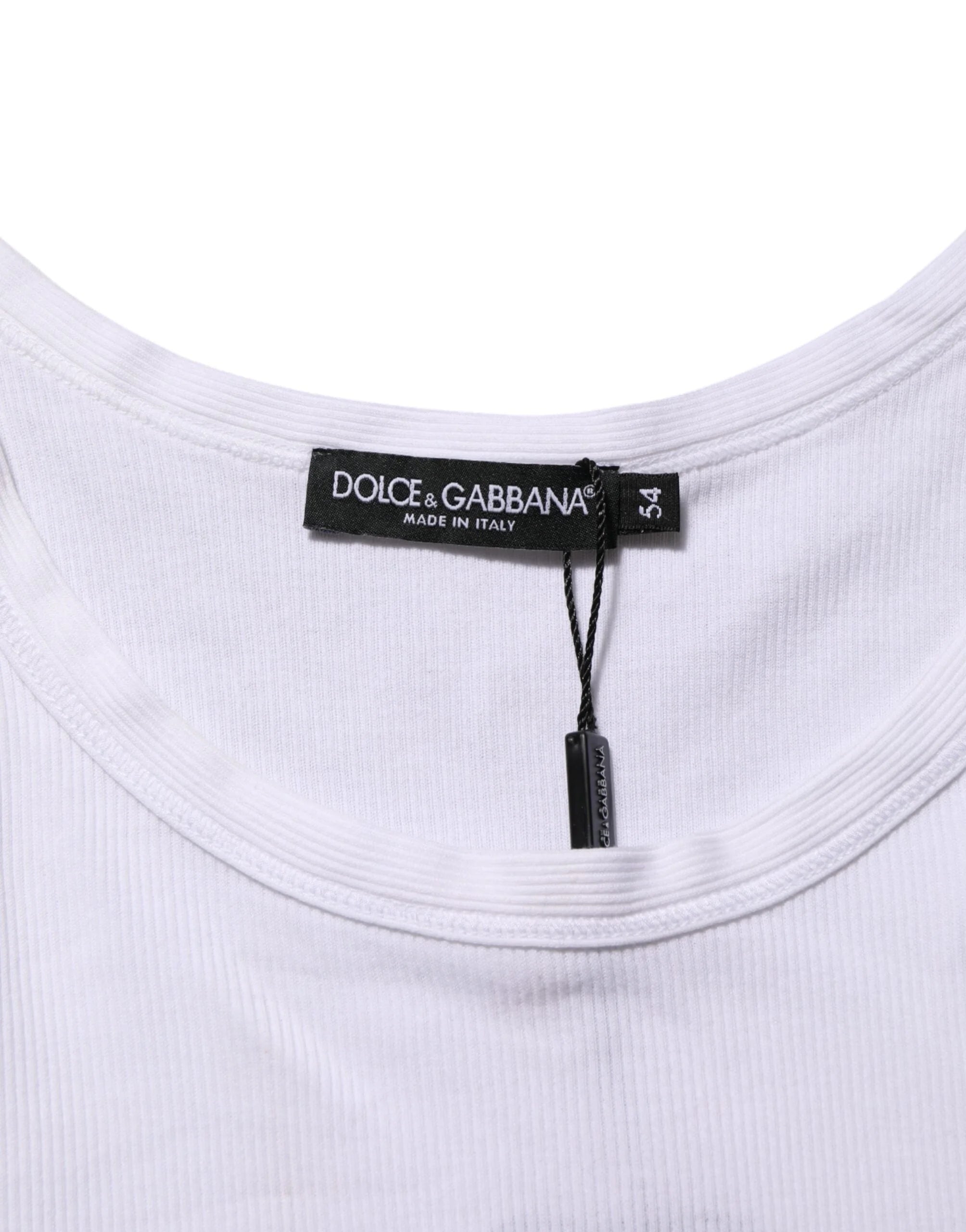 Dolce & Gabbana White Sleeveless Round Neck Tank Top T-shirt - IT54 | XL - Tank Tops