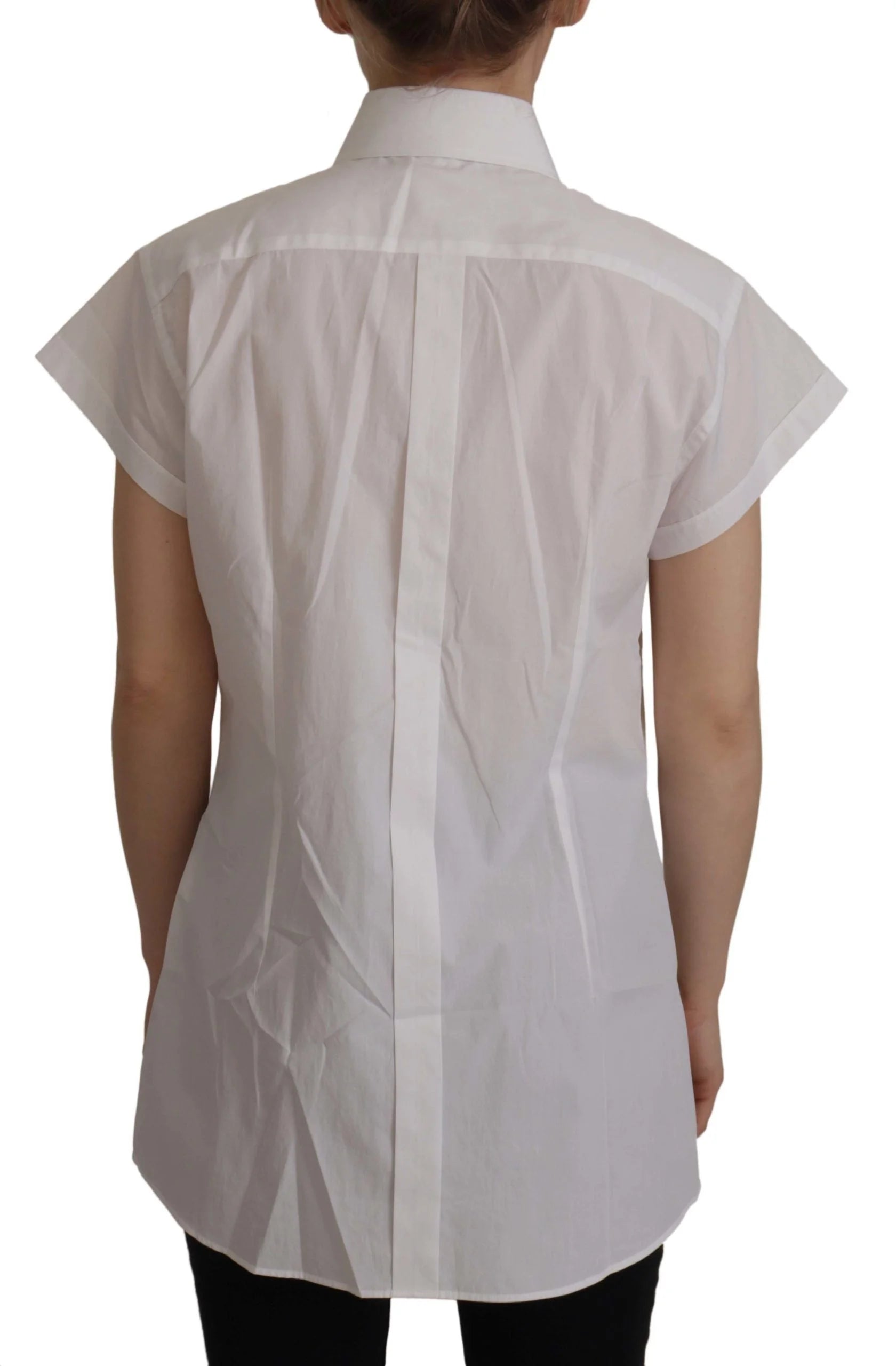 Dolce & Gabbana White Sleeveless Tuxedo Formal Blouse Top - IT44|L - Blouses