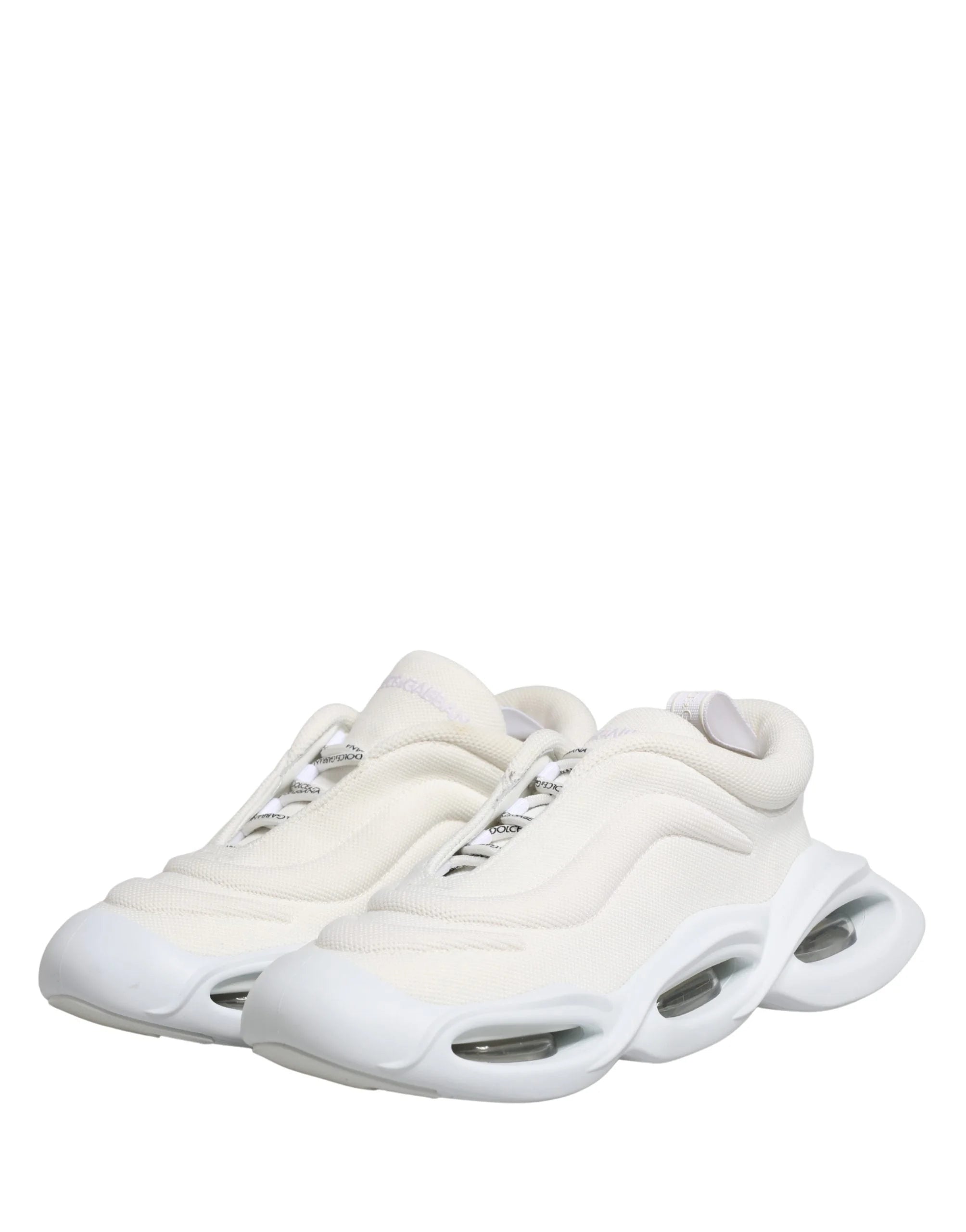 Dolce & Gabbana White Slip On Wave Low Top Sneakers Shoes - Sneakers
