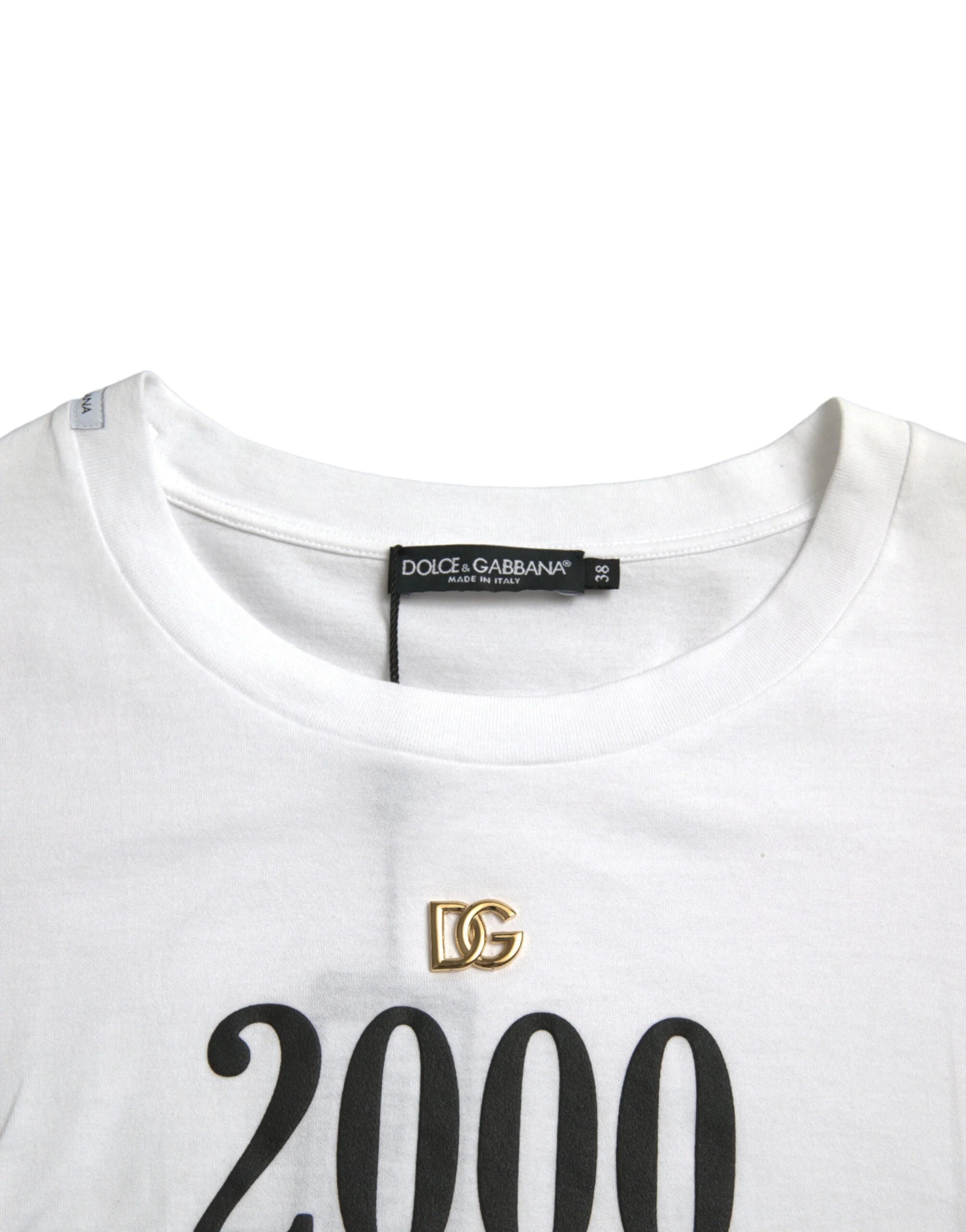 Dolce & Gabbana White Slogan Print Lacing Detailed T-shirt - T-Shirts