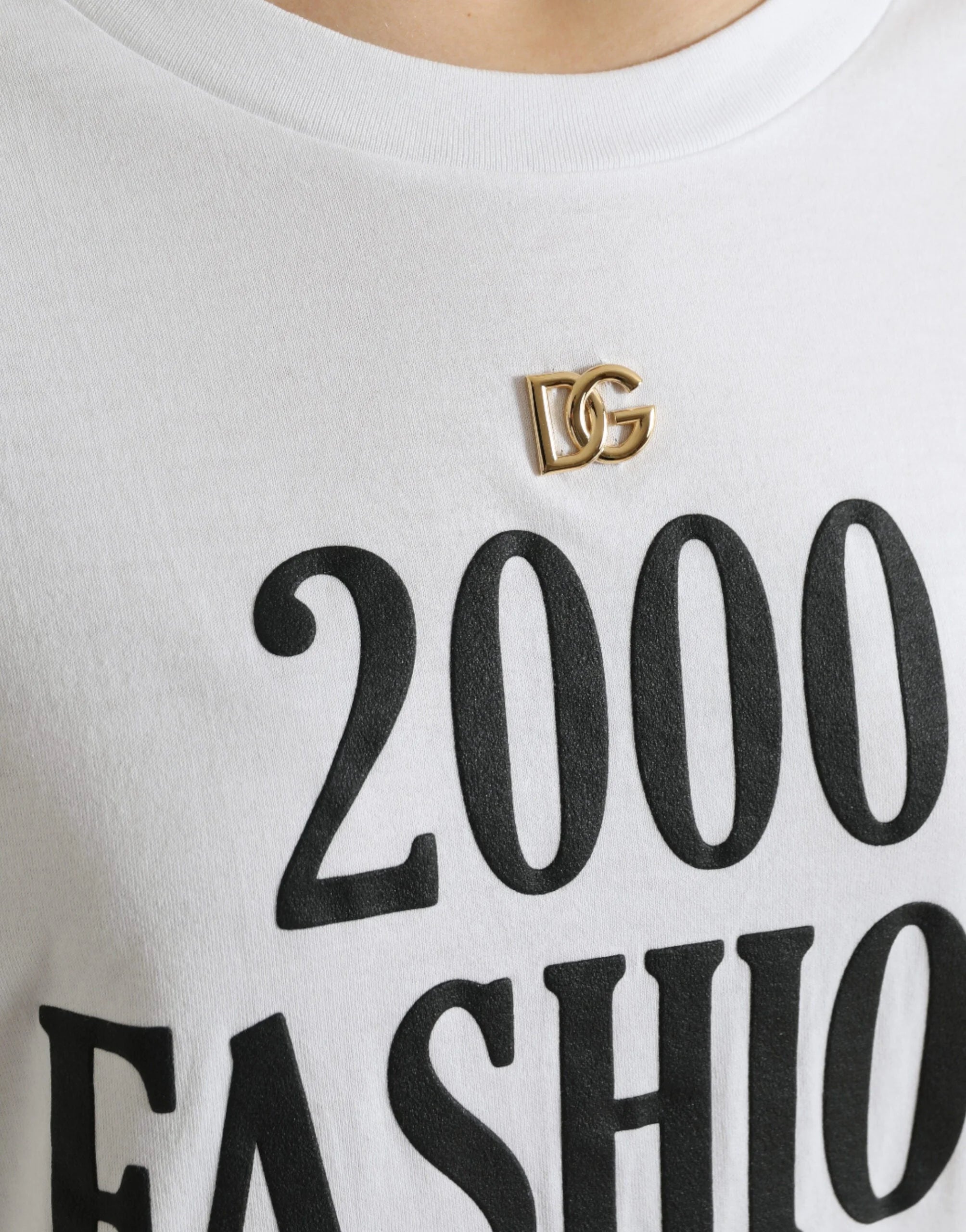 Dolce & Gabbana White Slogan Print Lacing Detailed T-shirt - T-Shirts