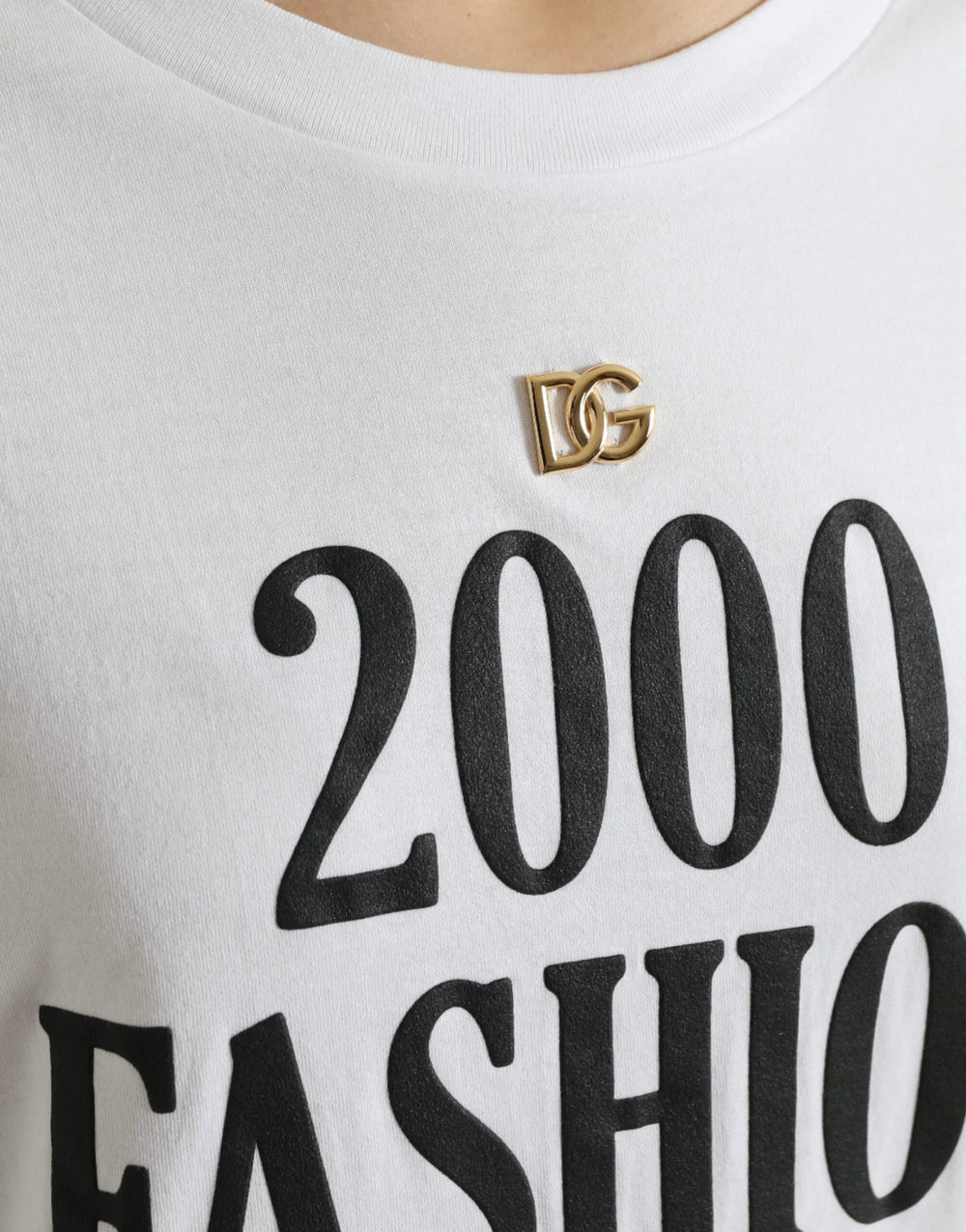Dolce & Gabbana White Slogan Print Lacing Detailed T-shirt - T-Shirts