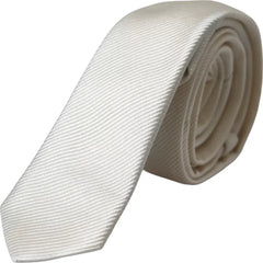 Dolce & Gabbana White Solid 100% Silk Adjustable Tie - Neckties