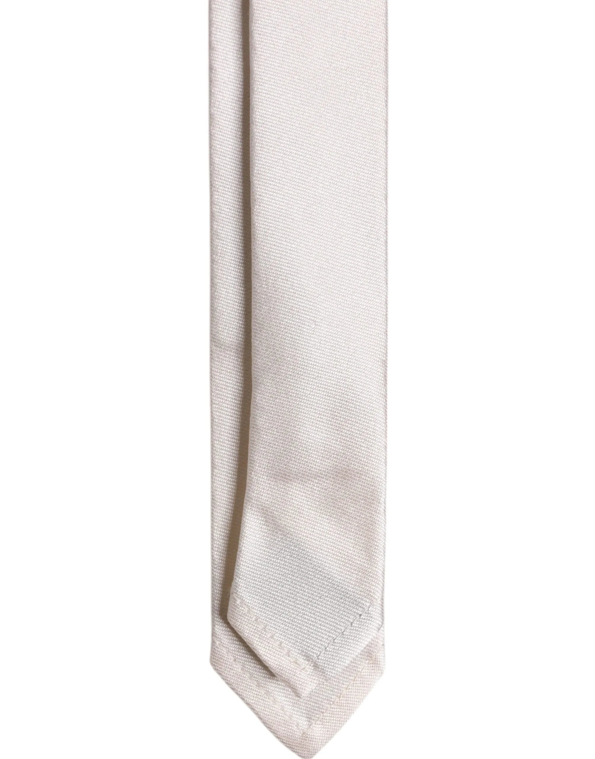 Dolce & Gabbana White Solid Silk Adjustable Necktie Tie - Neckties