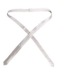 Dolce & Gabbana White Solid Silk Adjustable Necktie Tie - Neckties