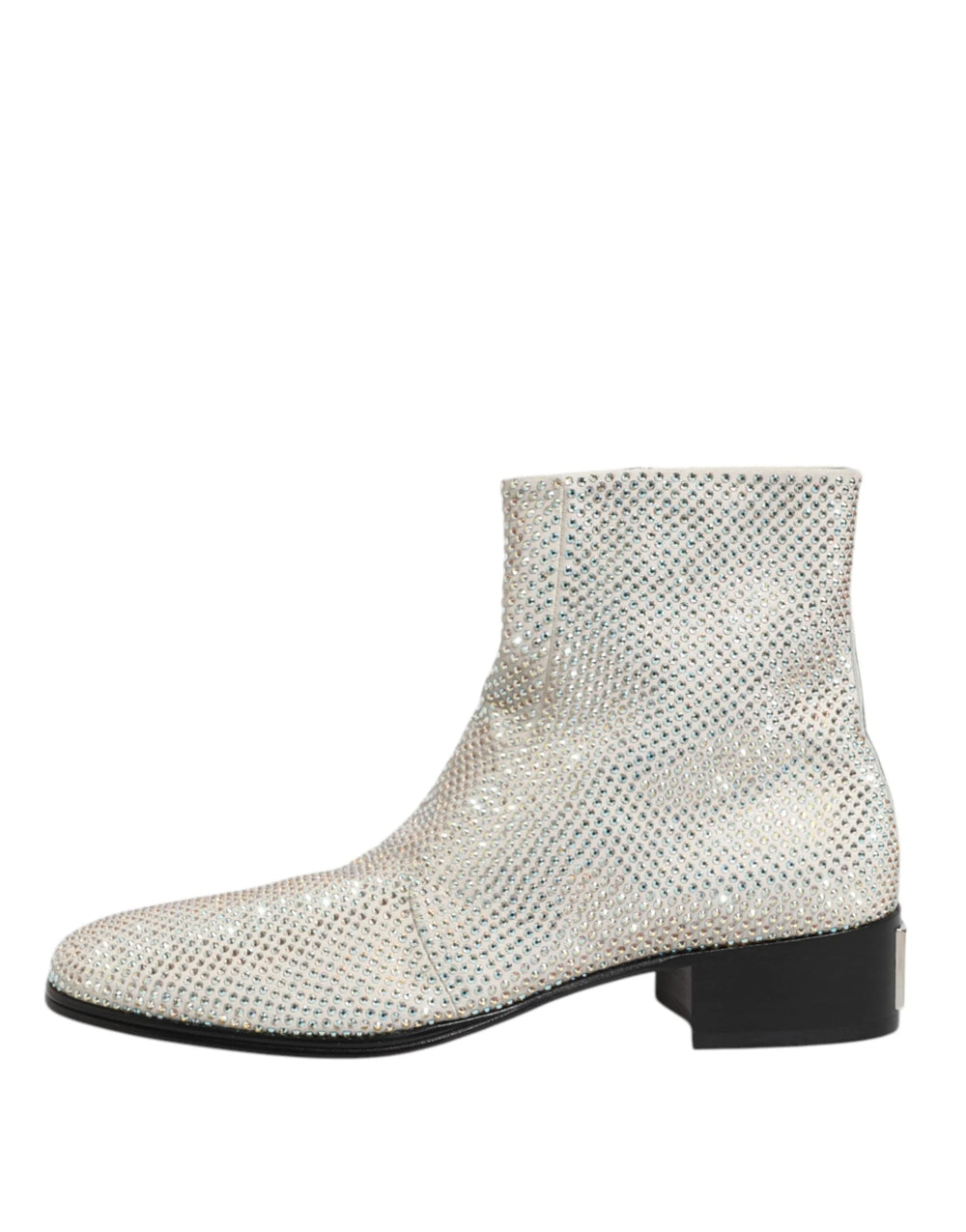 Dolce & Gabbana White Strass DG Logo Heels Ankle Boots Shoes - Boots