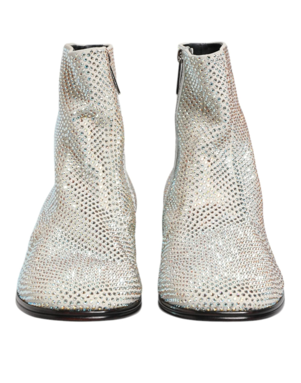 Dolce & Gabbana White Strass DG Logo Heels Ankle Boots Shoes - Boots